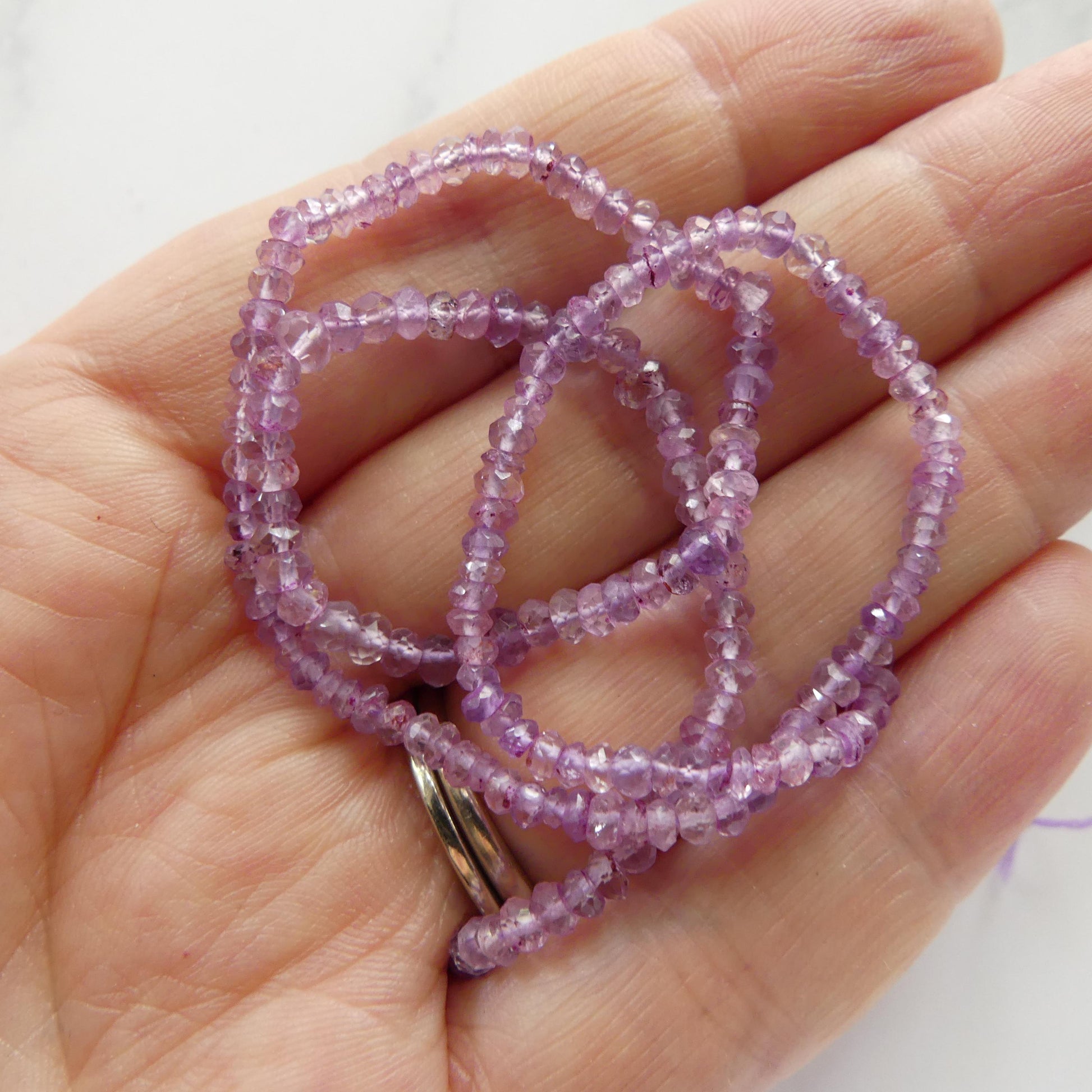 3mm Pink Amethyst Beads Hand Faceted Rondelle Beads 13" Natural Pink Amethyst Gemstone Beads Beading Crafter Gift February Birthstone