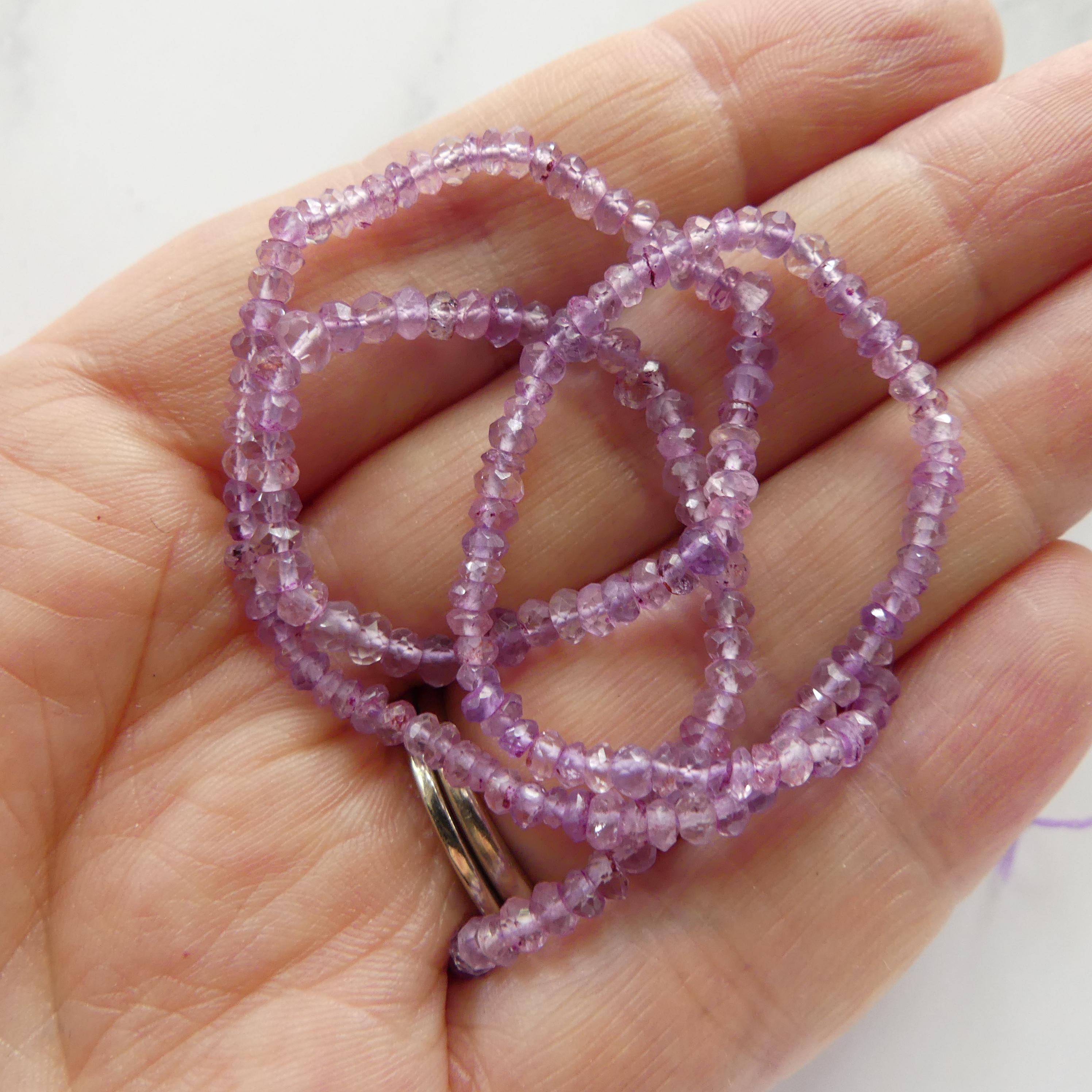 3mm Pink Amethyst Beads Hand Faceted Rondelle Beads 13" Natural Pink Amethyst Gemstone Beads Beading Crafter Gift February Birthstone