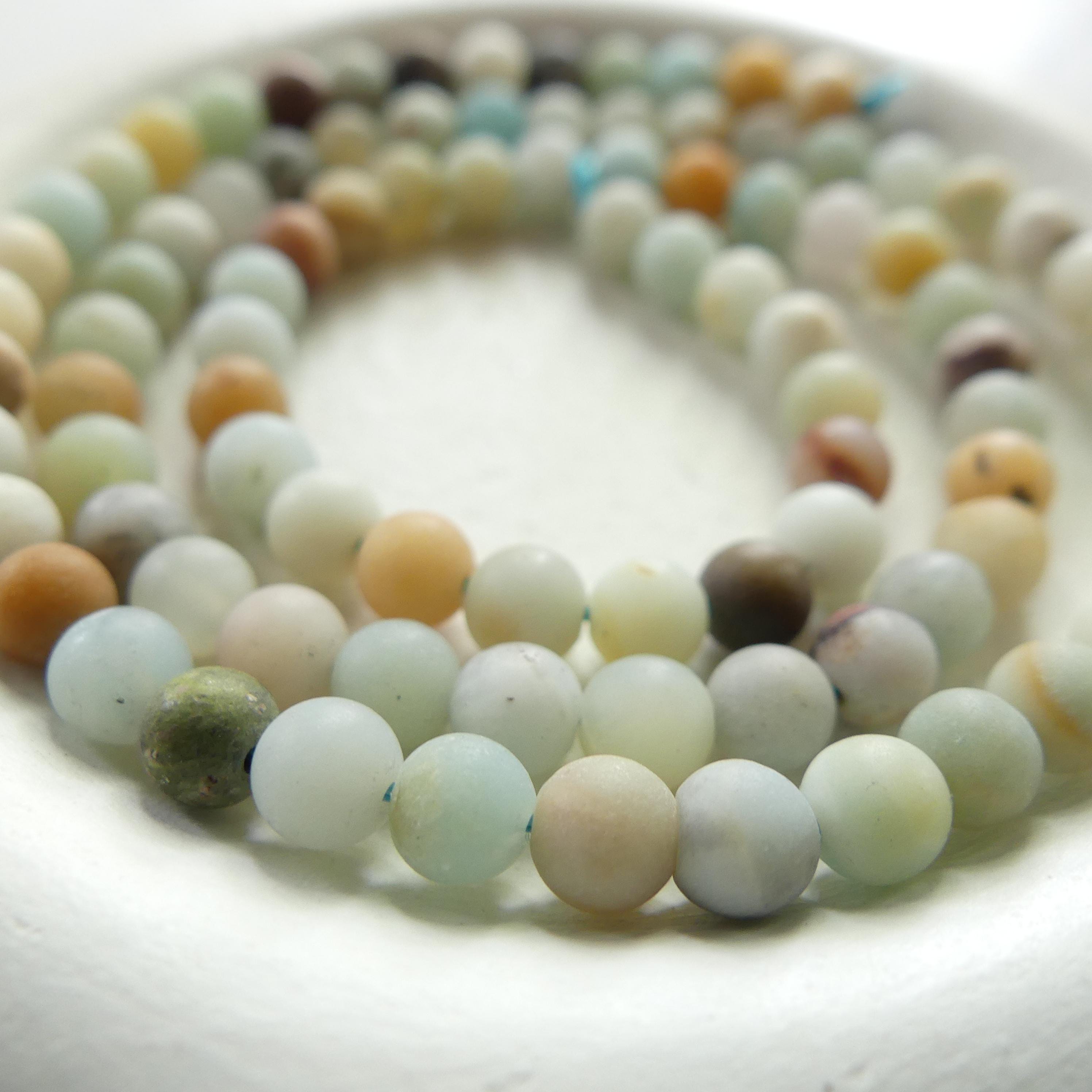4mm Amazonite Beads Matte Smooth Beads 15" Multi Color amazonite Genuine Gemstone Beads for Jewelry Making Beading Craft Gift Beads