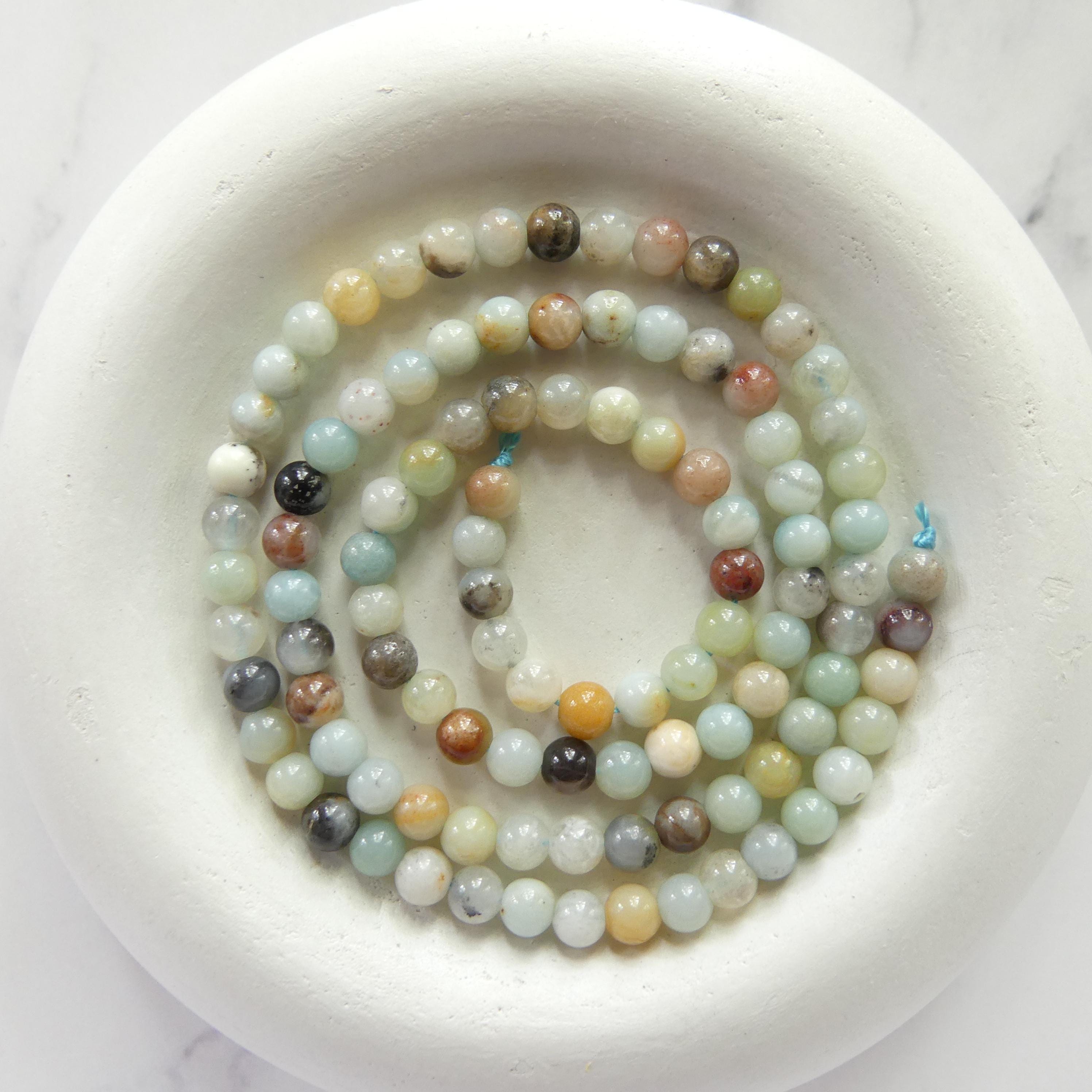 4mm Amazonite Beads Smooth Beads 15" Multi Color amazonite Genuine Gemstone Beads for Jewelry Making Beading Craft Gift Beads