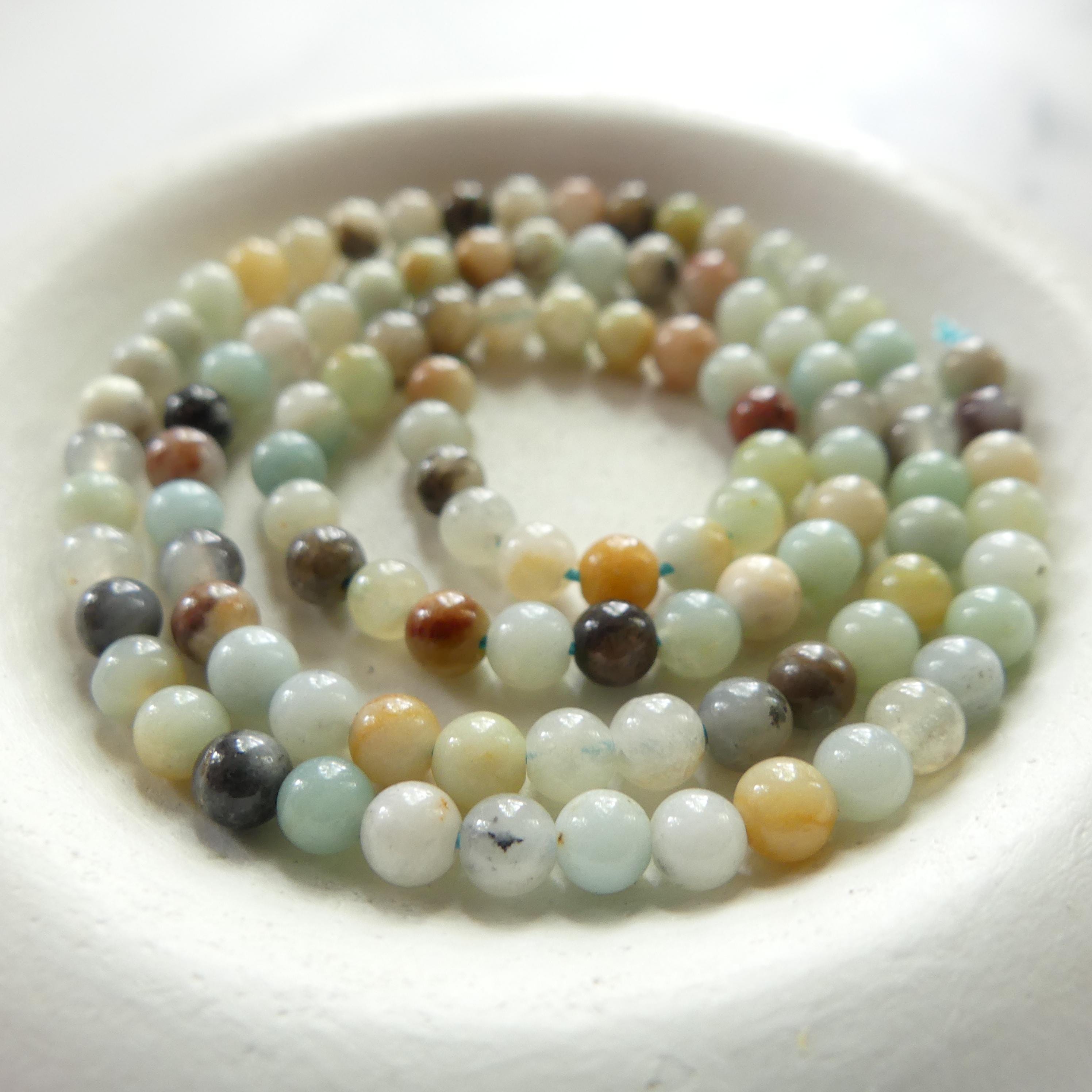 4mm Amazonite Beads Smooth Beads 15" Multi Color amazonite Genuine Gemstone Beads for Jewelry Making Beading Craft Gift Beads