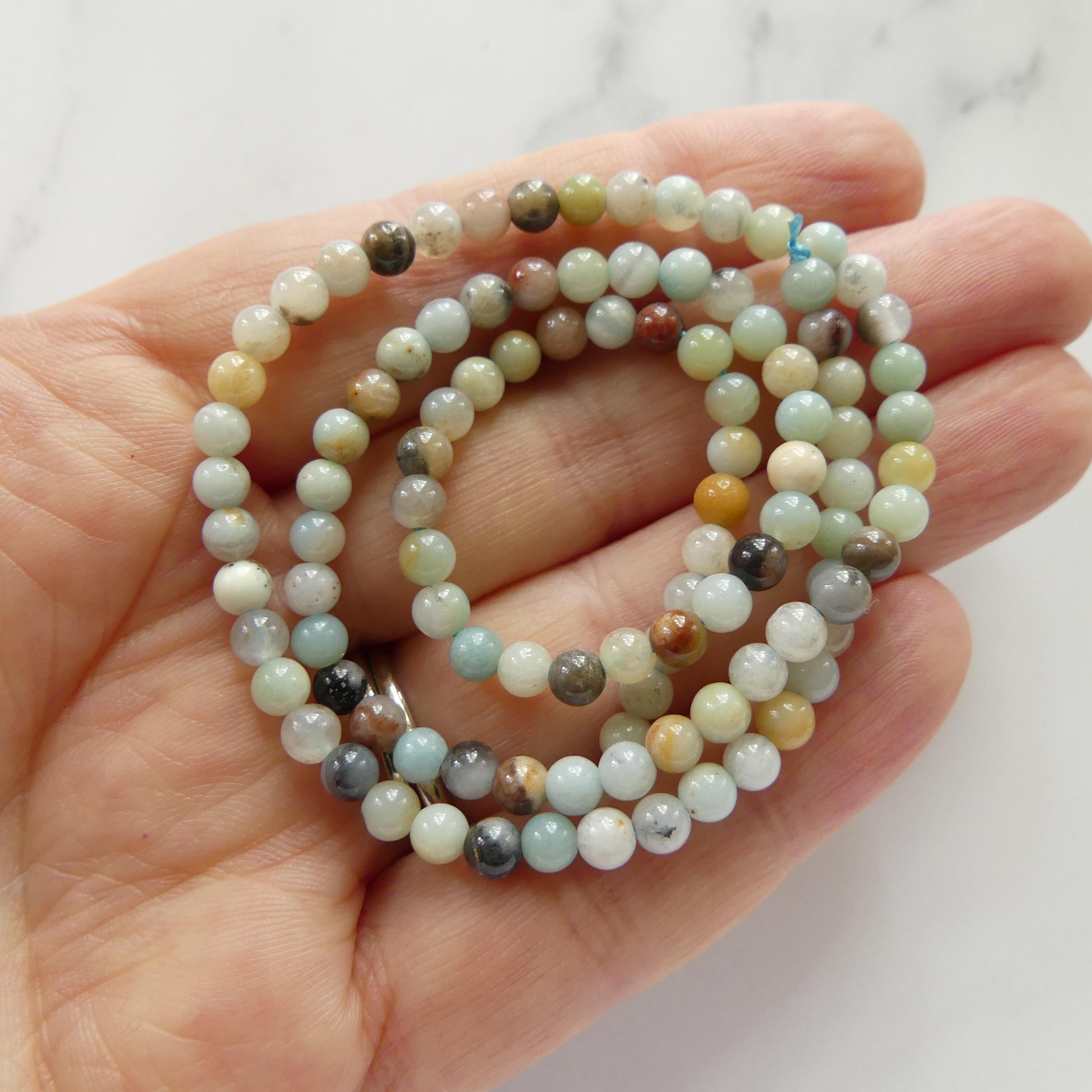 4mm Amazonite Beads Smooth Beads 15" Multi Color amazonite Genuine Gemstone Beads for Jewelry Making Beading Craft Gift Beads