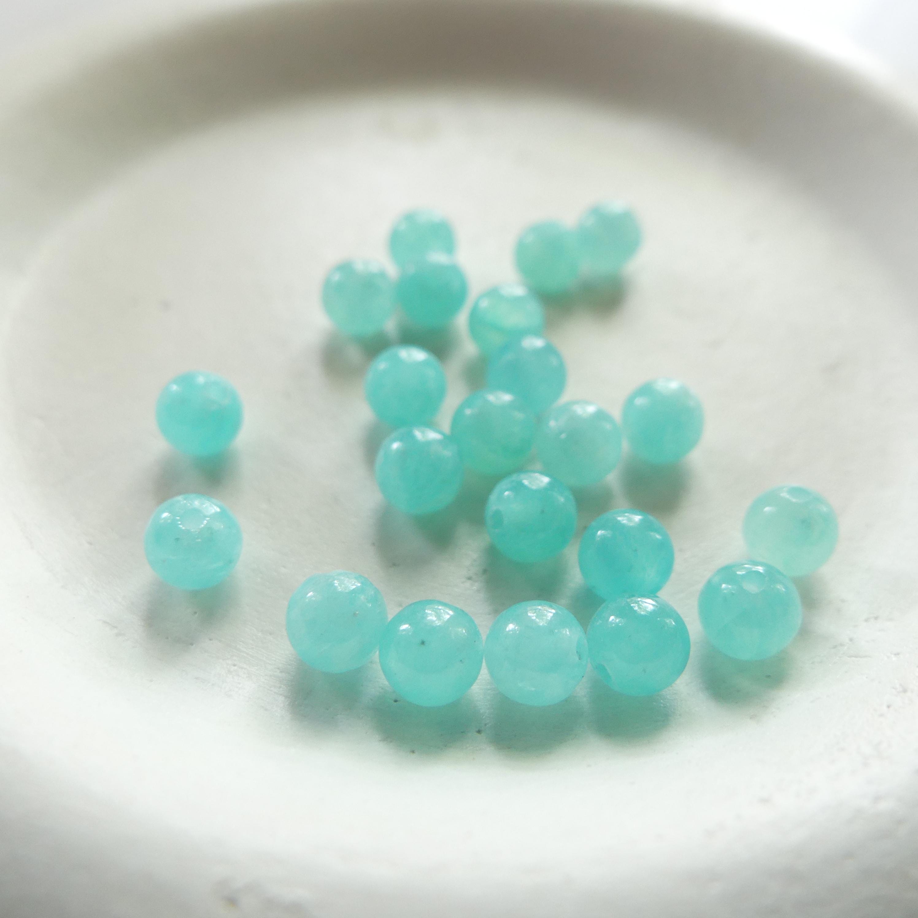 4mm AAA Peruvian Amazonite Beads Smooth 15" Bright Blue amazonite Genuine Gemstone Beads for Jewelry Making Beading Craft Gift Beads