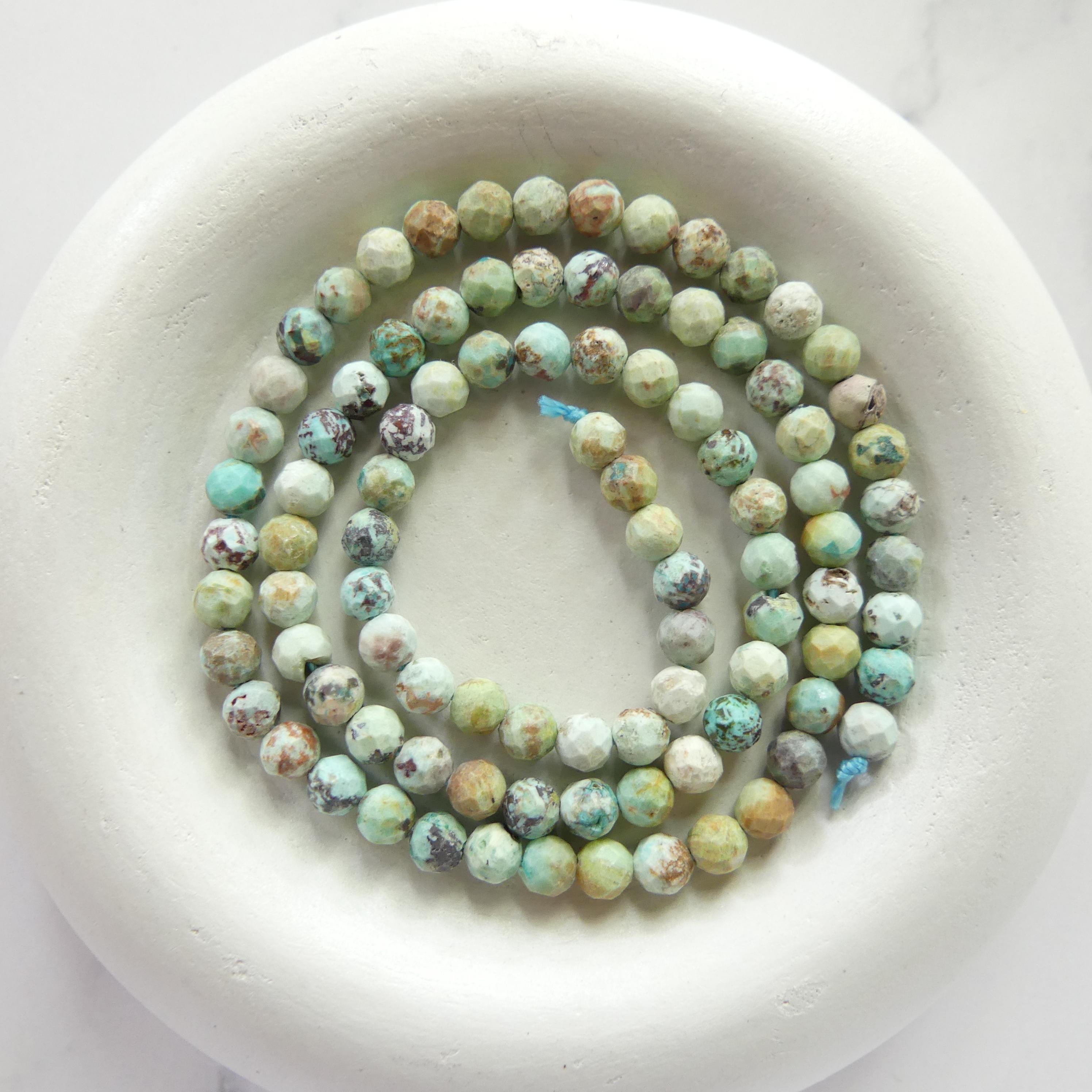 4mm Peruvian Turquoise Faceted Beads 15" Peru Turquoise Genuine Gemstone Beads Jewelry Making Beading Craft Gift Beads December Birthstone