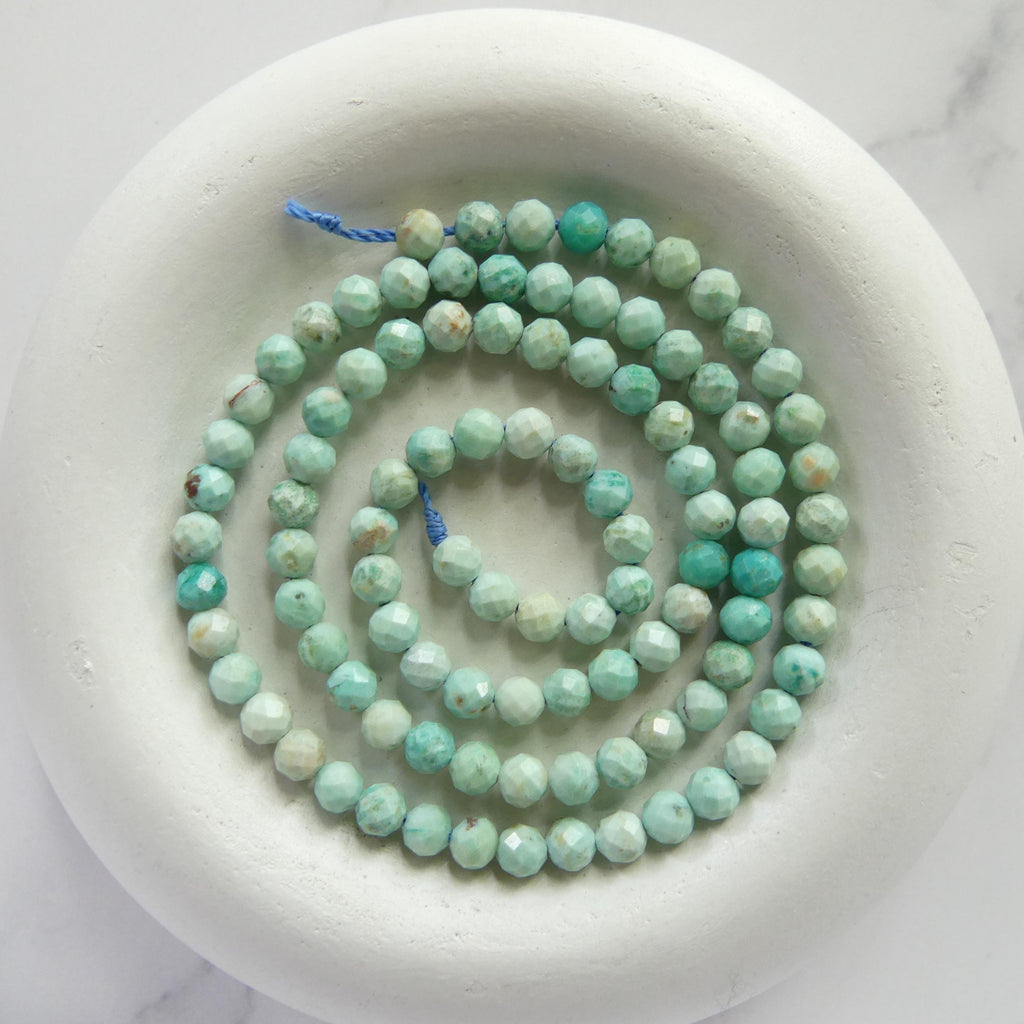 4mm AAA Peruvian Turquoise Faceted Beads 15" Peru Turquoise Genuine Gemstone Beads Jewelry Making Beading Craft Gift December Birthstone