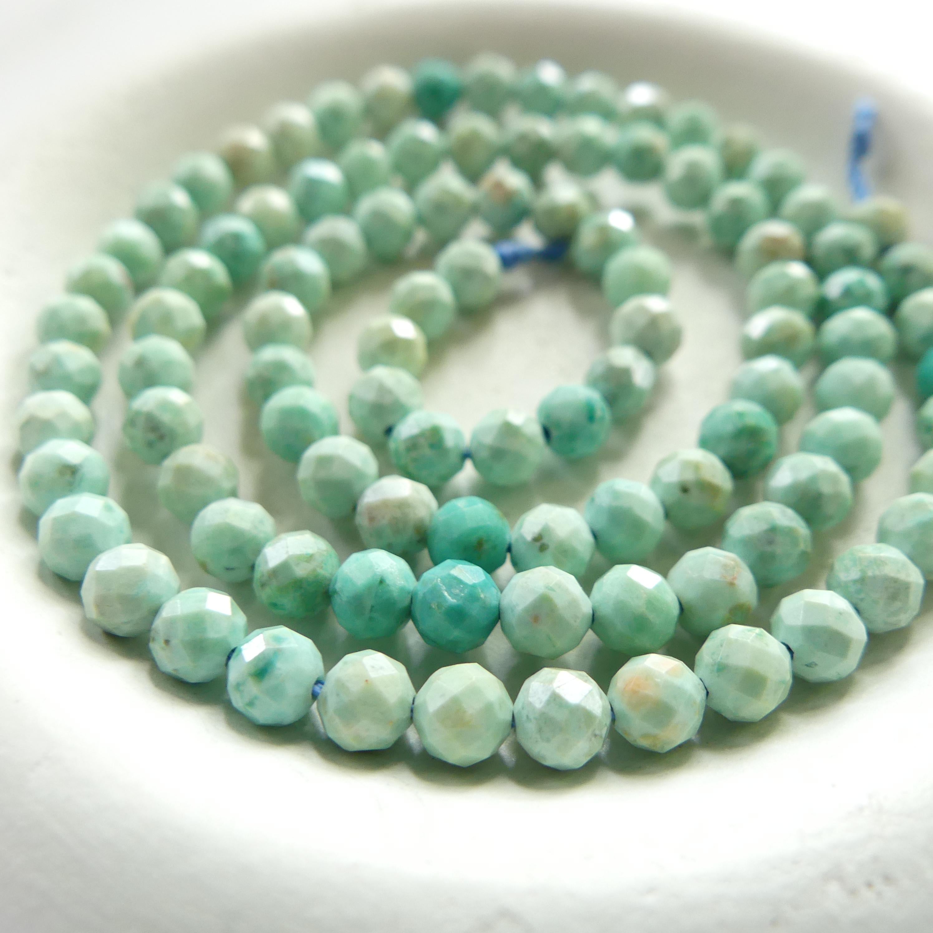 4mm AAA Peruvian Turquoise Faceted Beads 15" Peru Turquoise Genuine Gemstone Beads Jewelry Making Beading Craft Gift December Birthstone
