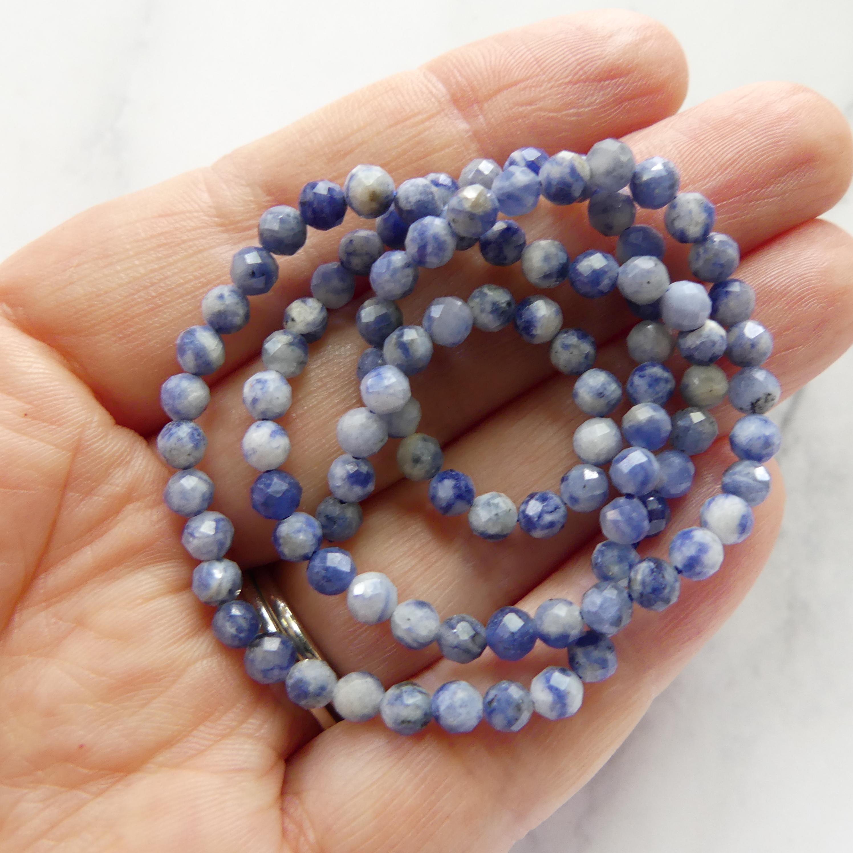 4mm Bolivian Sodalite Faceted Beads 15" Blue White Sodalite Genuine Gemstone Beads for Jewelry Making Beading Craft Gift Beads