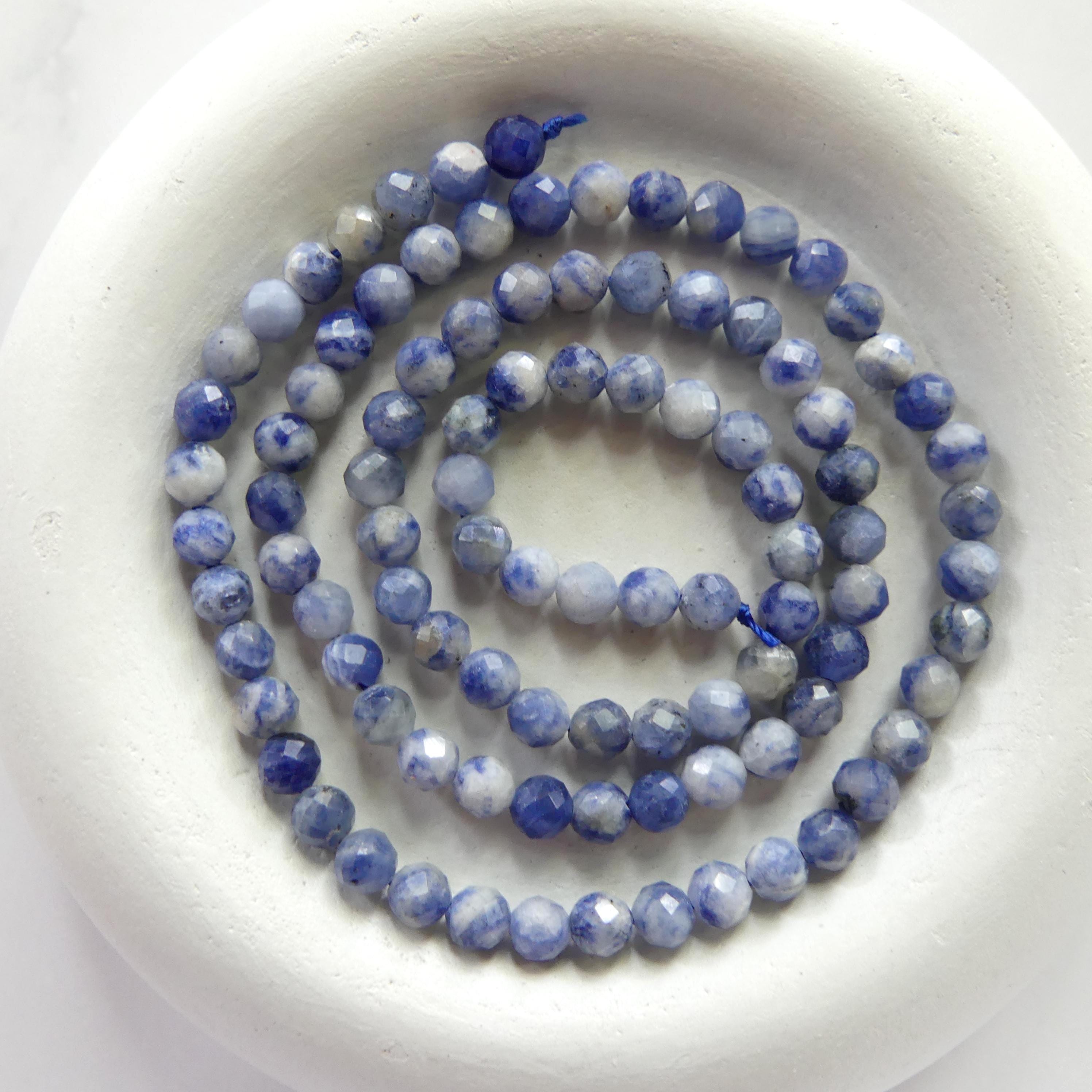 4mm Bolivian Sodalite Faceted Beads 15" Blue White Sodalite Genuine Gemstone Beads for Jewelry Making Beading Craft Gift Beads