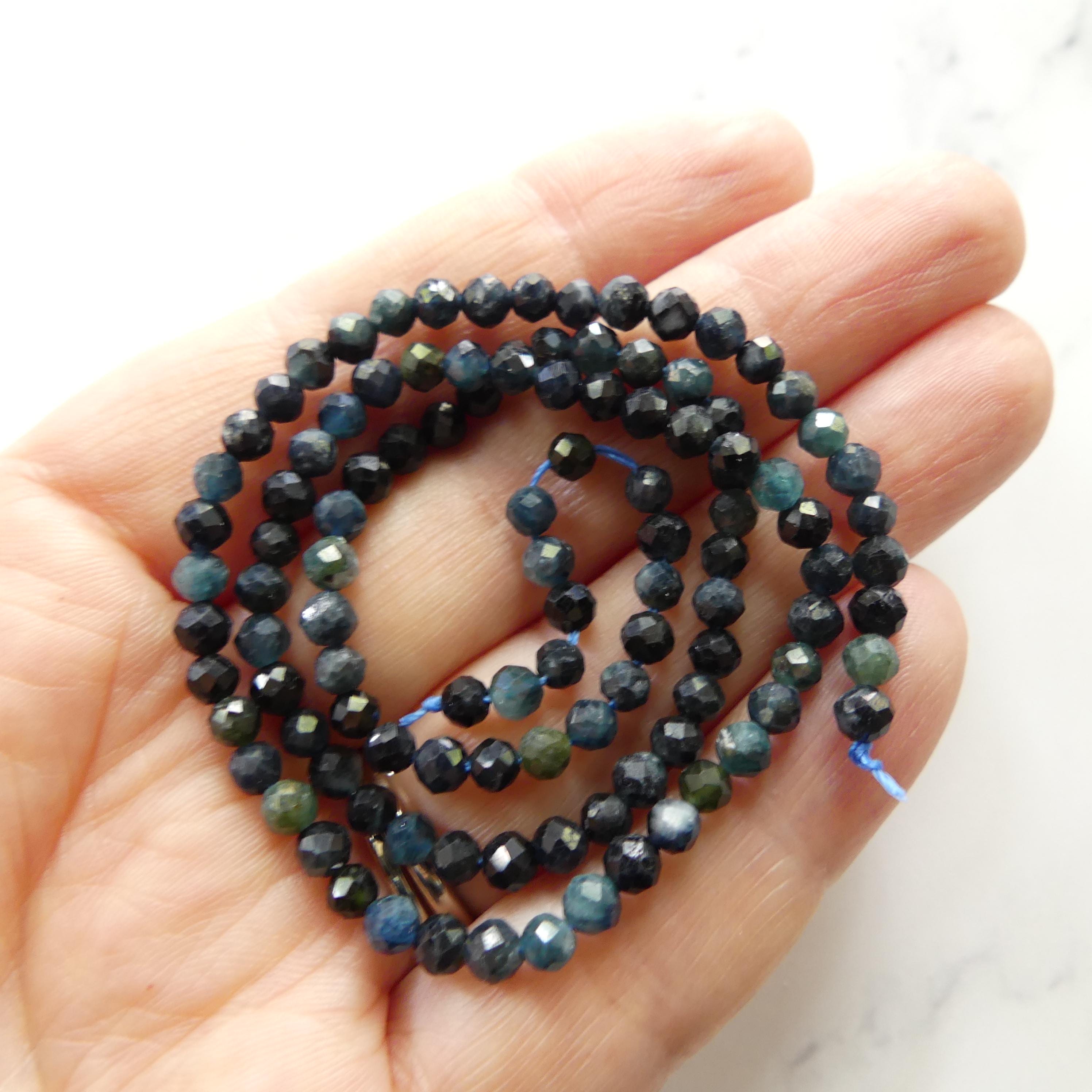 4mm Blue Tourmaline Faceted Beads 15" Indicolite Sparkly Gemstone Beads for Jewelry Making Beading Gift October Birthstone