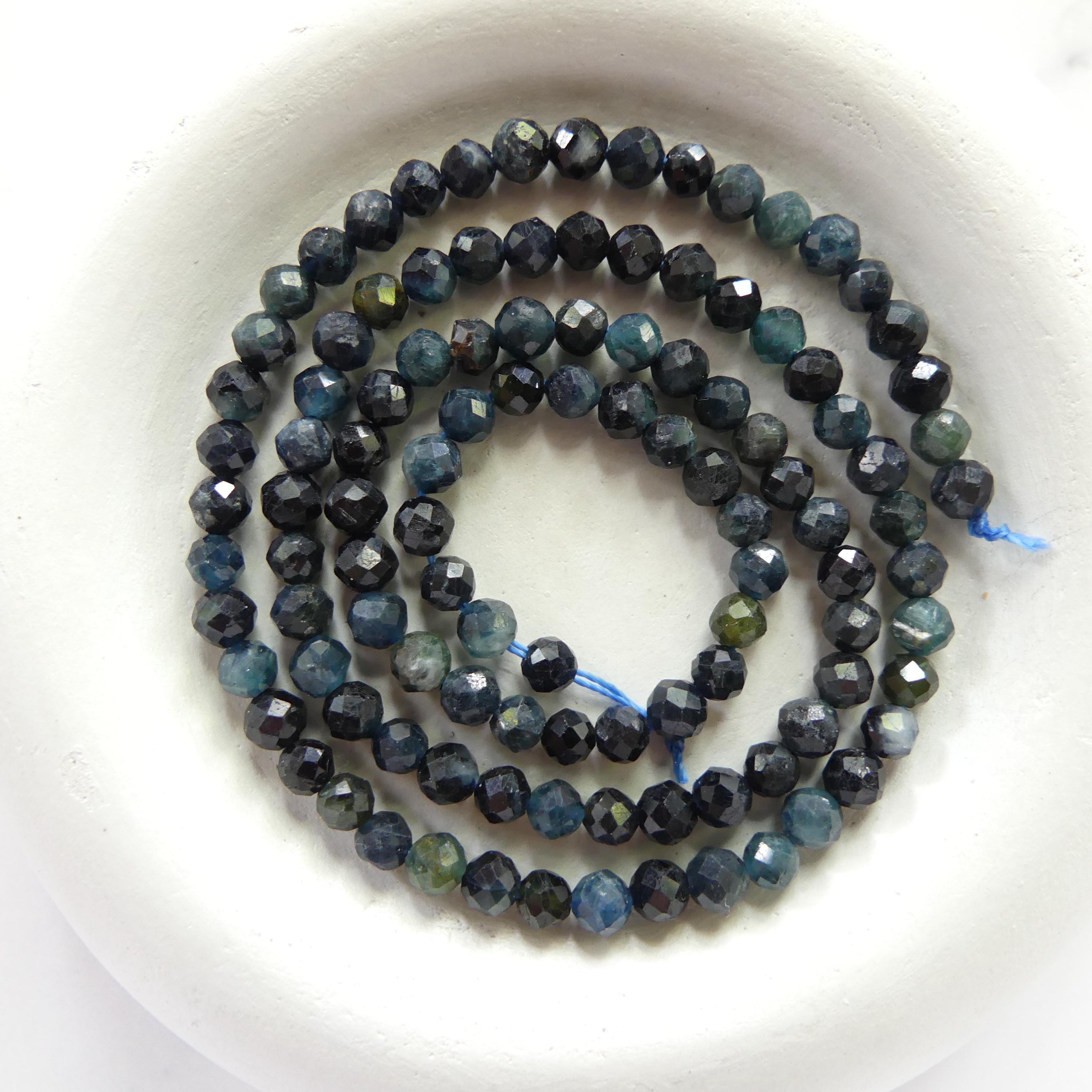 4mm Blue Tourmaline Faceted Beads 15" Indicolite Sparkly Gemstone Beads for Jewelry Making Beading Gift October Birthstone