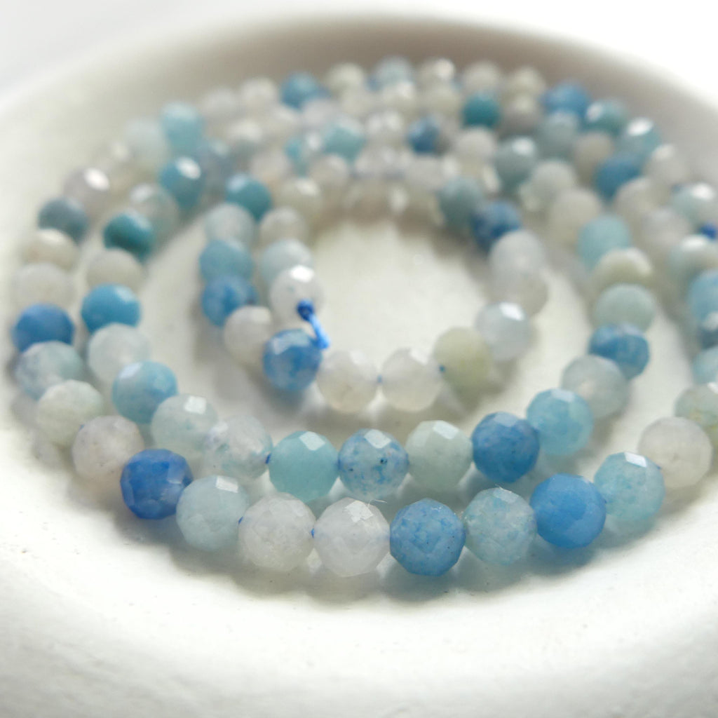 4mm AAA Trolleite Beads Faceted 15" Rare Gemstone Beads Beading Crafter Gift DIY Jewelry making Lazulite Scorzalite Quartz Mix