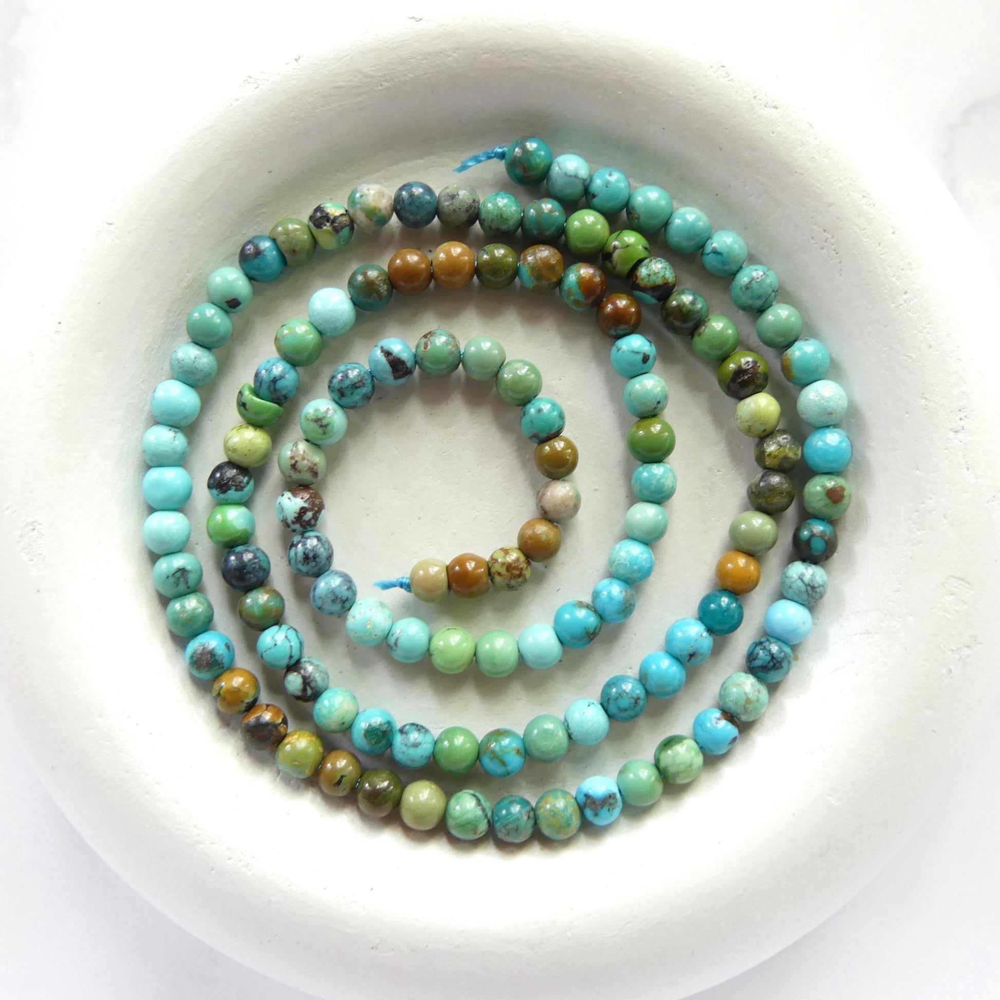3mm Arizona Turquoise Smooth Beads 15" Blue Green Shaded Turquoise Genuine Gemstone Beads for Jewelry Making Beading Craft Gift Beads