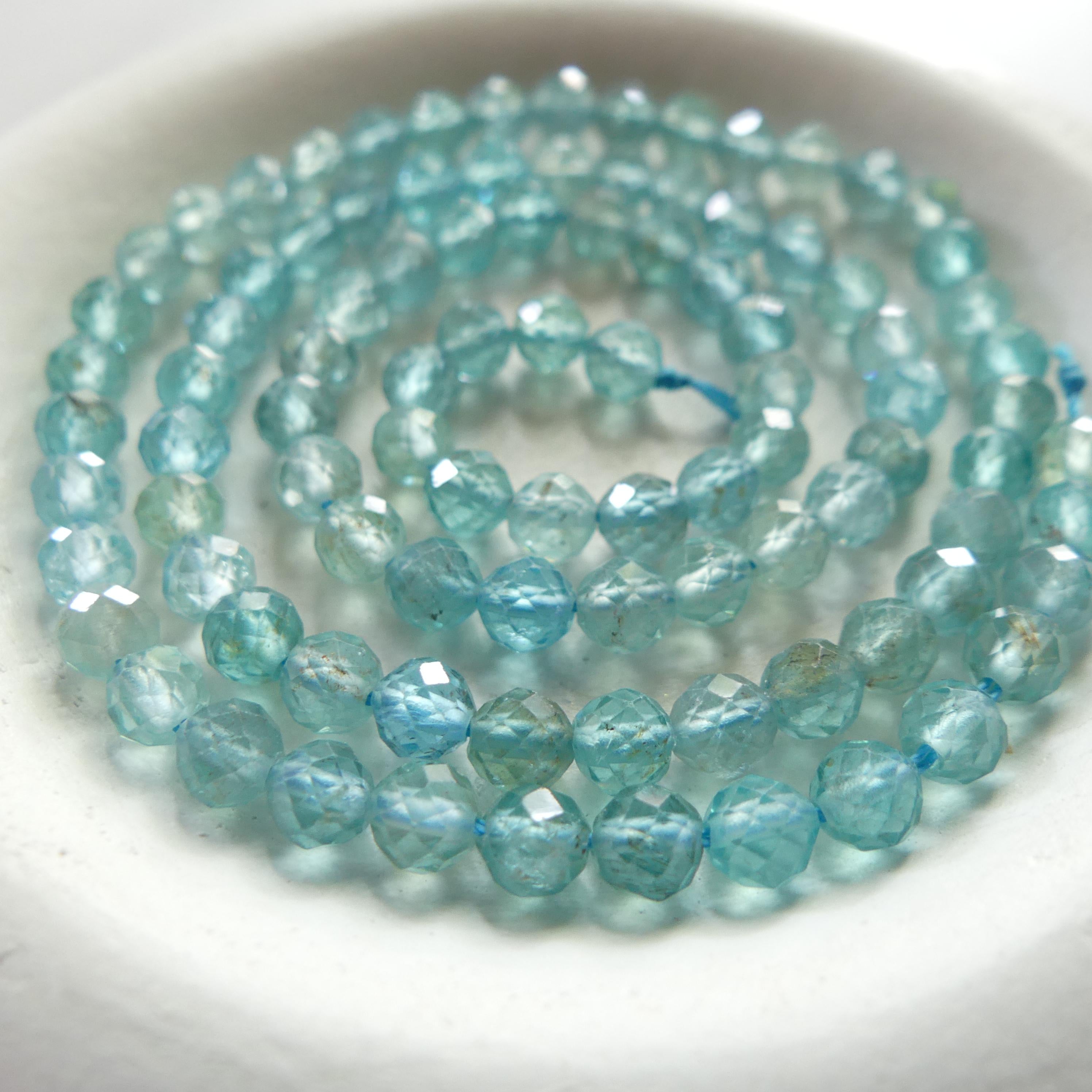 4mm Sky Blue Apatite Faceted Beads 15" Genuine Gemstone Beads for Jewelry Making Beading Craft Gift Beads