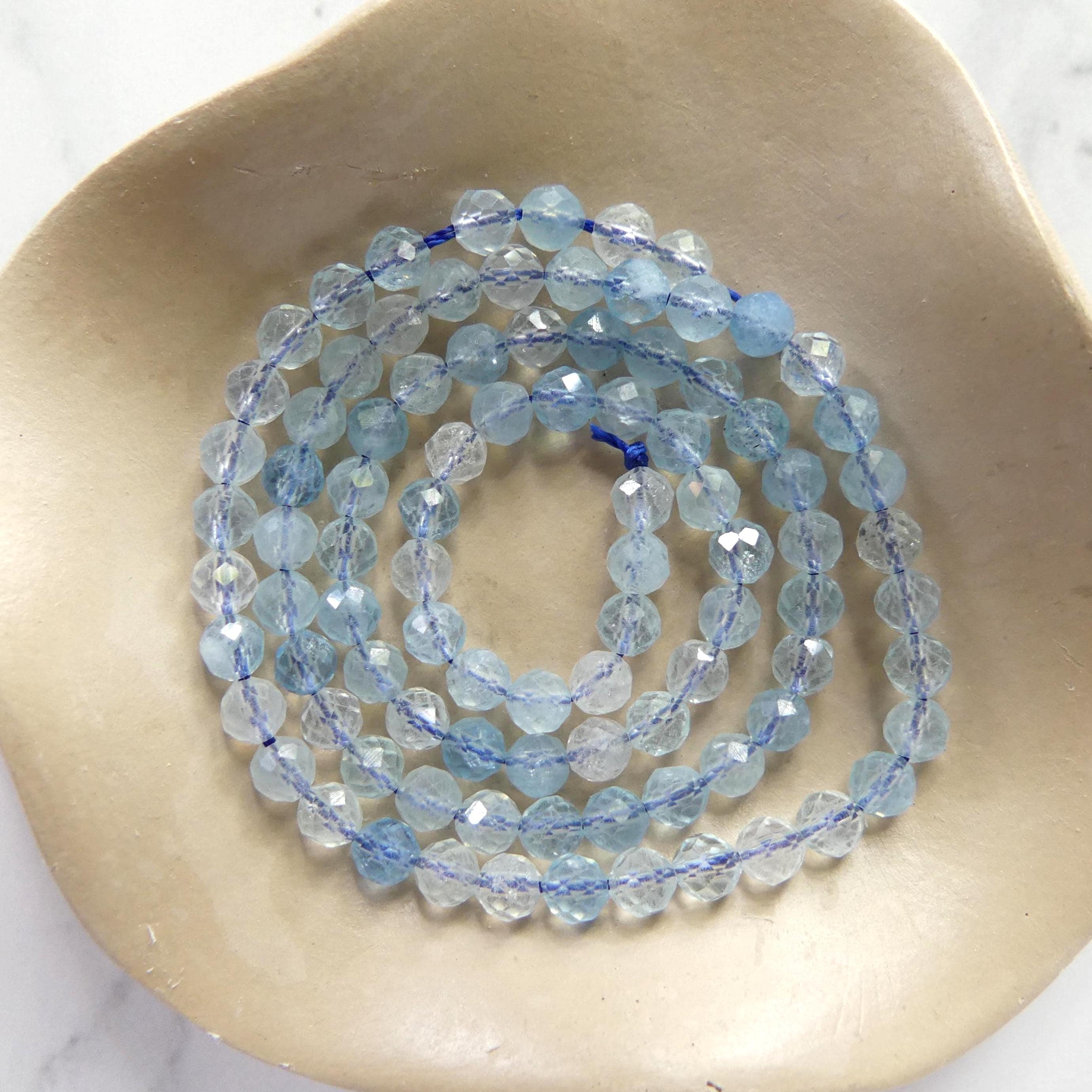 4mm AAA Aquamarine Beads Faceted 15" Raw Genuine Aquamarine Gemstone Beads for Jewelry Making Beading Craft Gift Beads March Birthstone