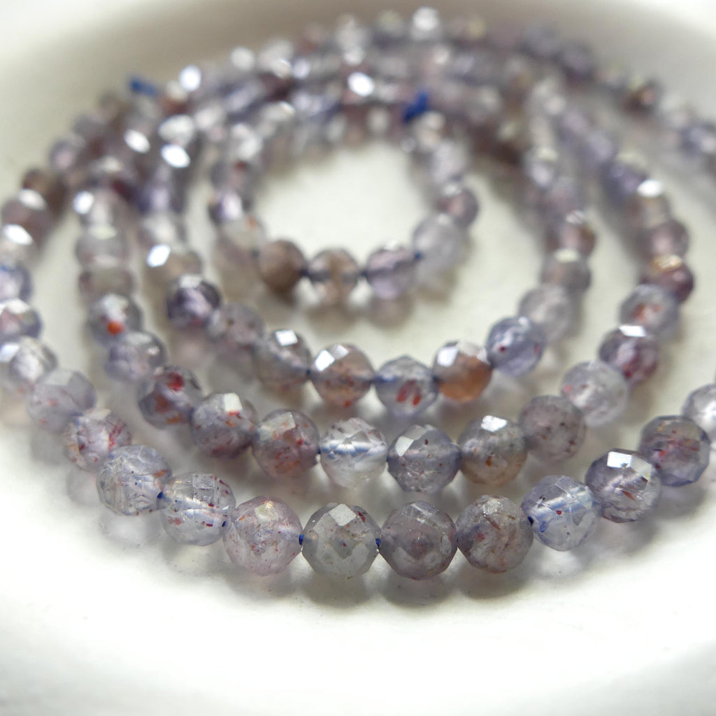3.5mm Rare Sunstone in Iolite Micro Faceted Beads Genuine Beads 15" Sparkly Gemstone Beads Beading Crafter Gift