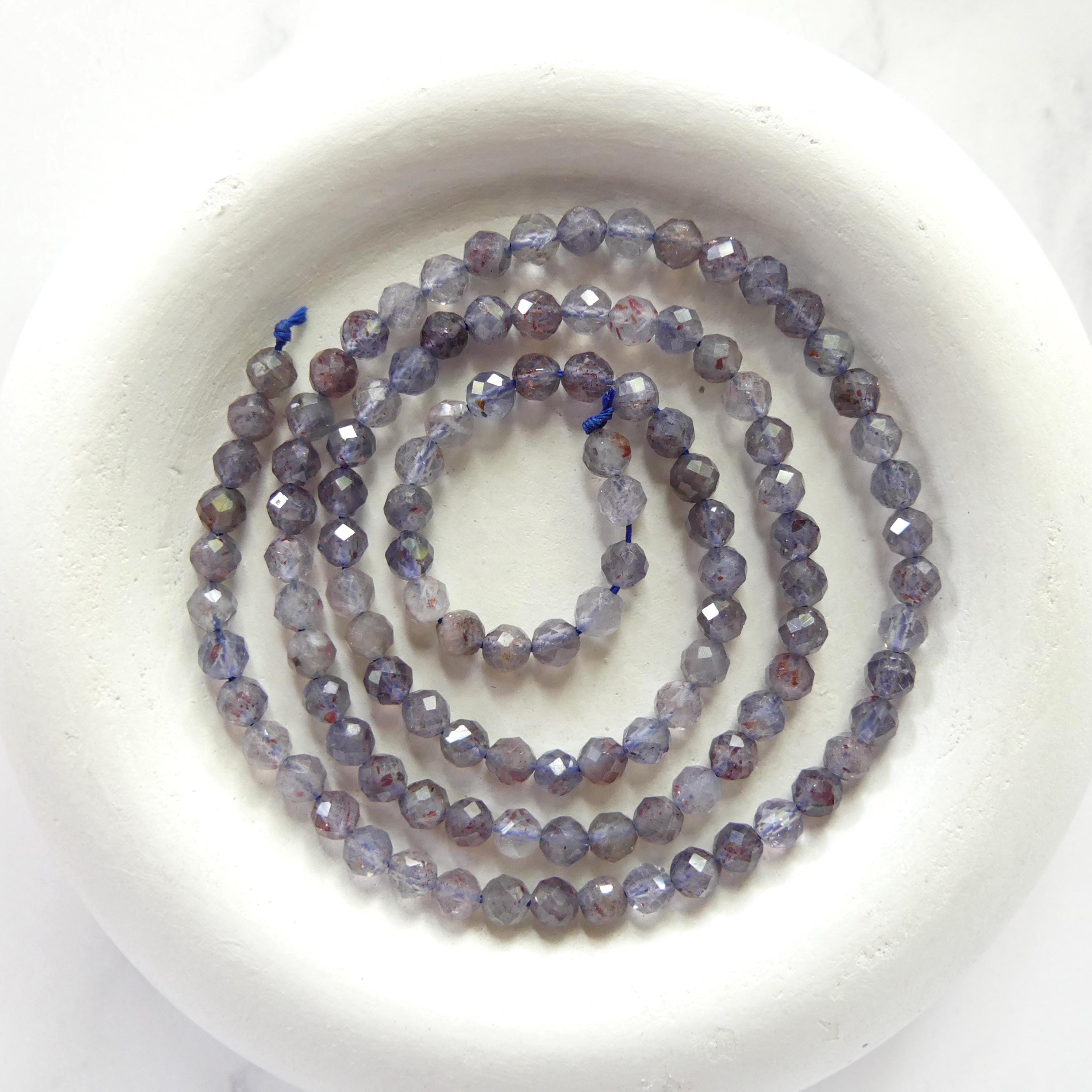 3.5mm Rare Sunstone in Iolite Micro Faceted Beads Genuine Beads 15" Sparkly Gemstone Beads Beading Crafter Gift