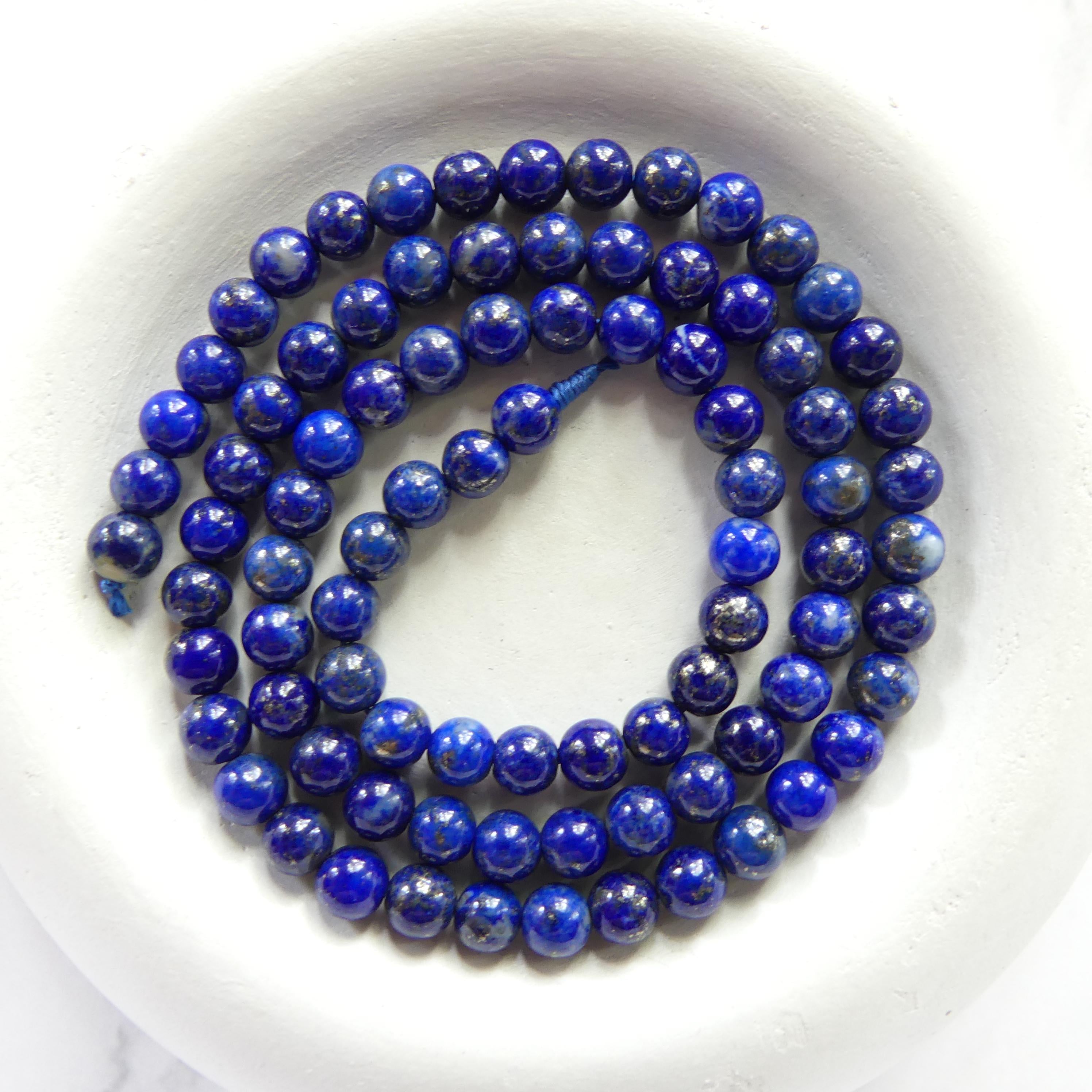 4mm AAA Lapis Lazuli Beads Smooth 15" Blue Lapis Gemstone Beads for Jewelry Making Beading Craft Gift Beads DIY Jewelry Making