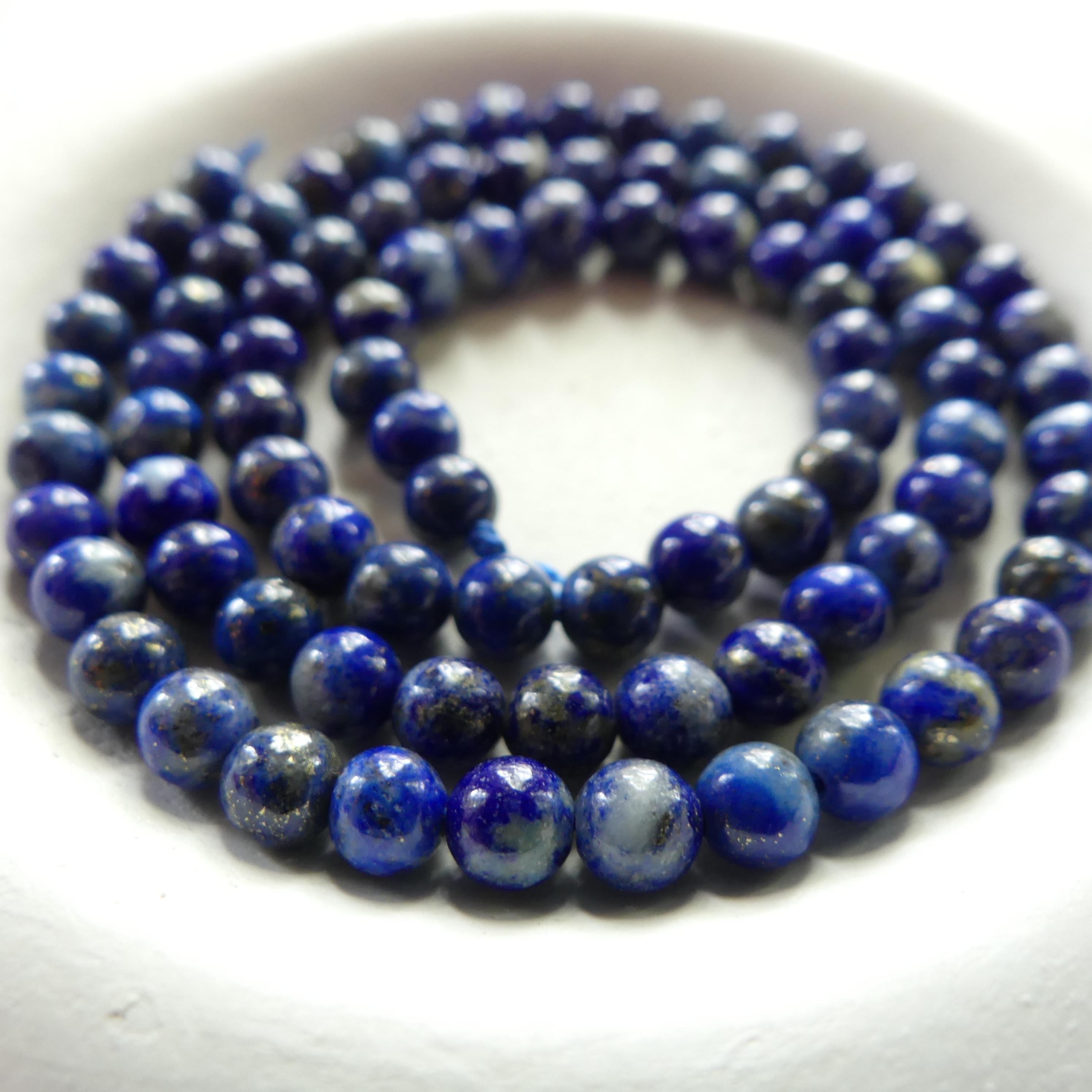 4mm Lapis Lazuli Beads Smooth 15" Blue Lapis Gemstone Beads for Jewelry Making Beading Craft Gift Beads DIY Jewelry Making