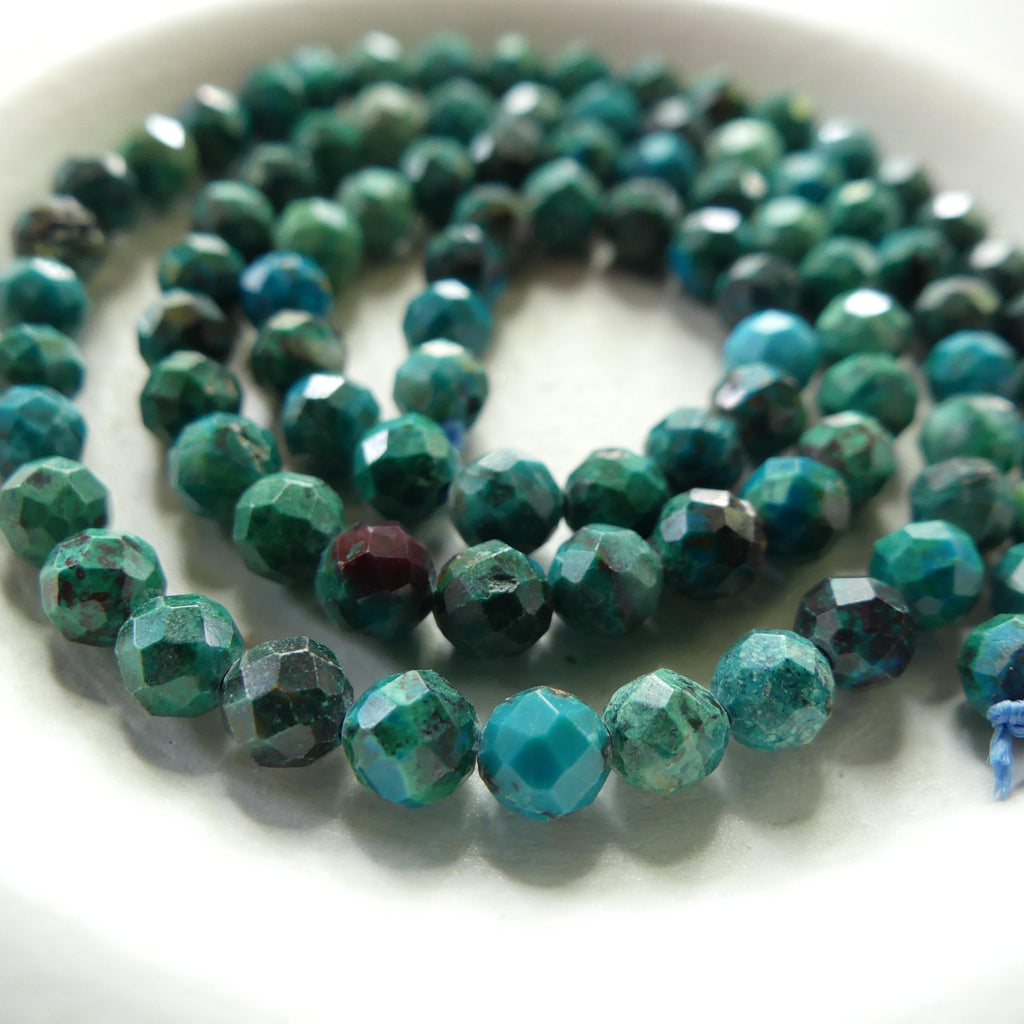 4mm Rare Malacholla Beads Faceted 15" Malachite Bead Chrysocolla Gemstone Beads for Jewelry Making Beading Gift Crafter