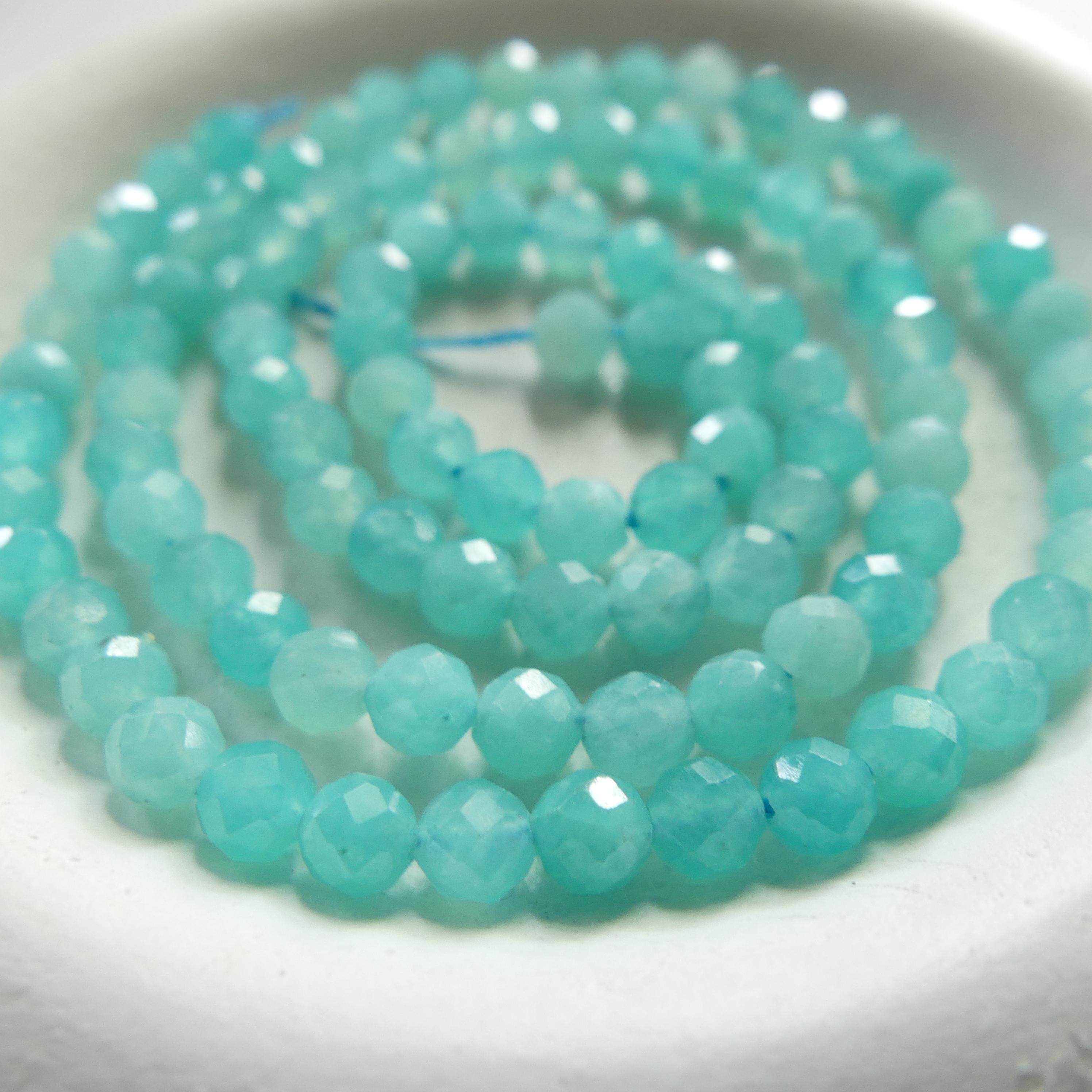 4mm Peruvian Amazonite Faceted Beads 15" Bright Blue amazonite Genuine Gemstone Beads for Jewelry Making Beading Craft Gift Beads