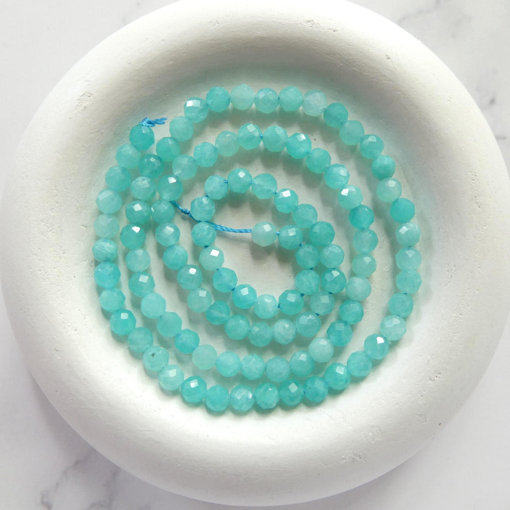 4mm Peruvian Amazonite Faceted Beads 15" Bright Blue amazonite Genuine Gemstone Beads for Jewelry Making Beading Craft Gift Beads