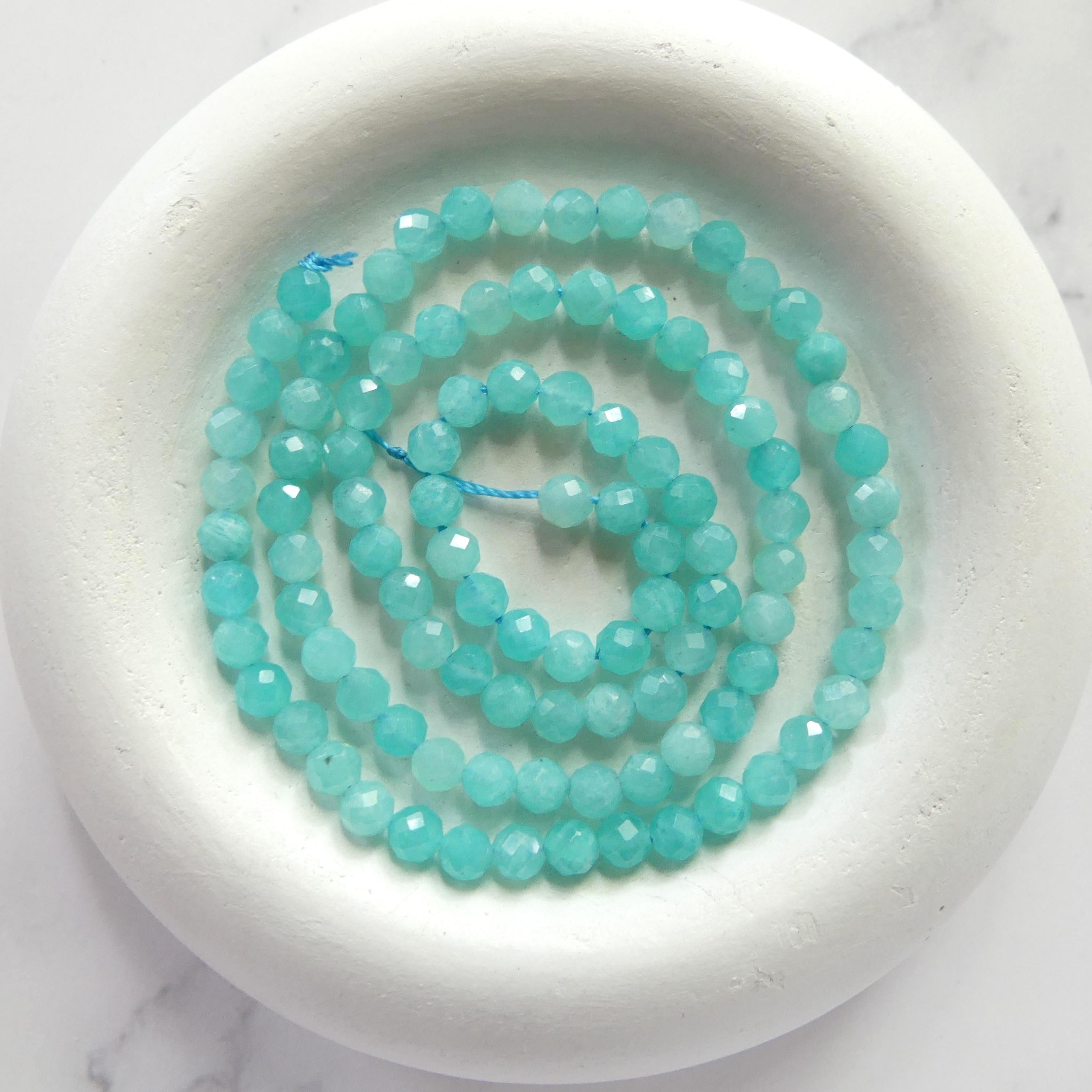 4mm Peruvian Amazonite Faceted Beads 15" Bright Blue amazonite Genuine Gemstone Beads for Jewelry Making Beading Craft Gift Beads