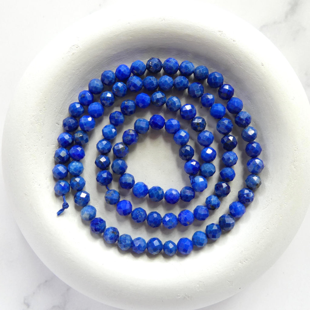 4mm AAA Lapis Lazuli Faceted Beads 15" Selected Light Blue Lapis Gemstone Beads Jewelry Making Beading Craft Gift Beads September Birthstone