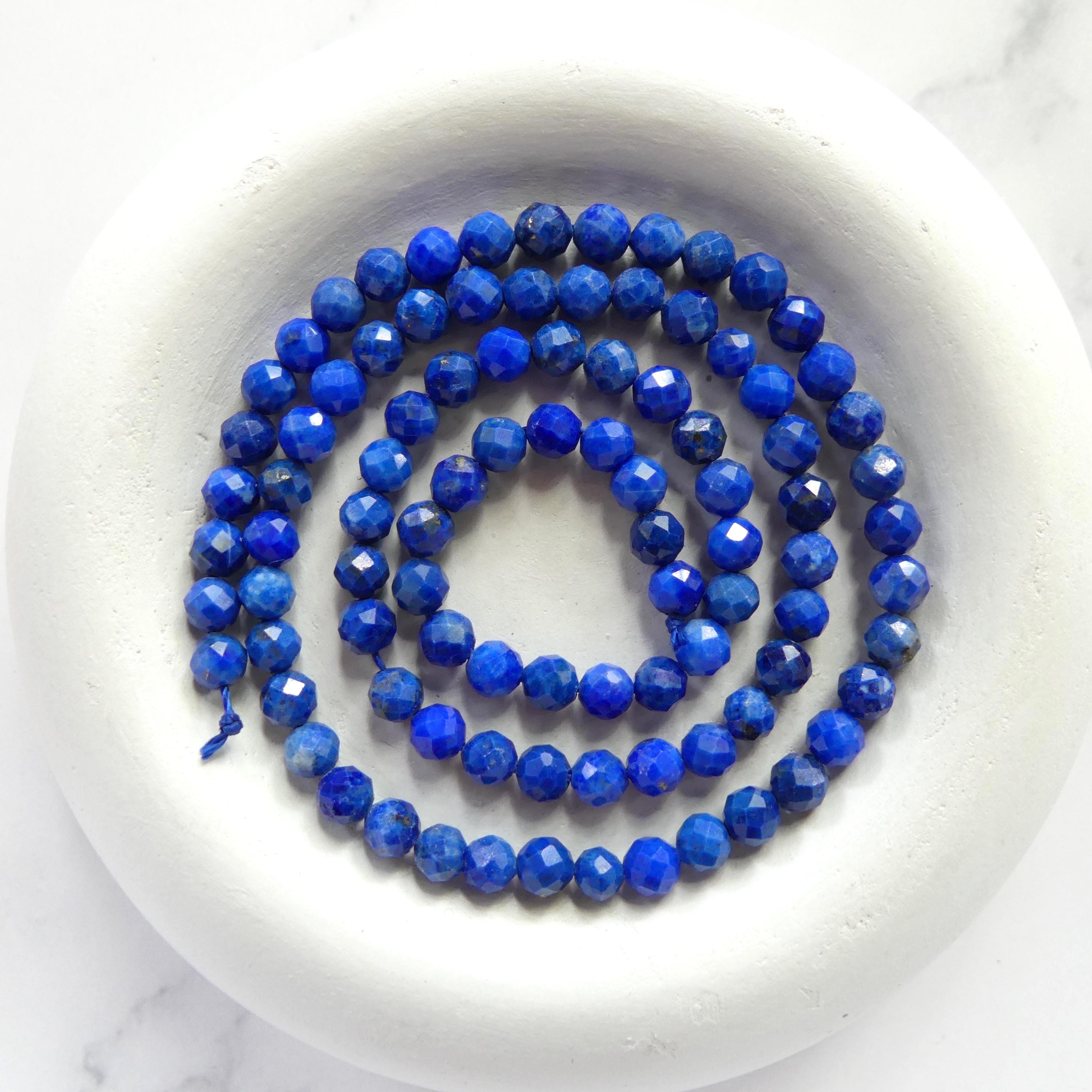4mm AAA Lapis Lazuli Faceted Beads 15" Selected Light Blue Lapis Gemstone Beads Jewelry Making Beading Craft Gift Beads September Birthstone