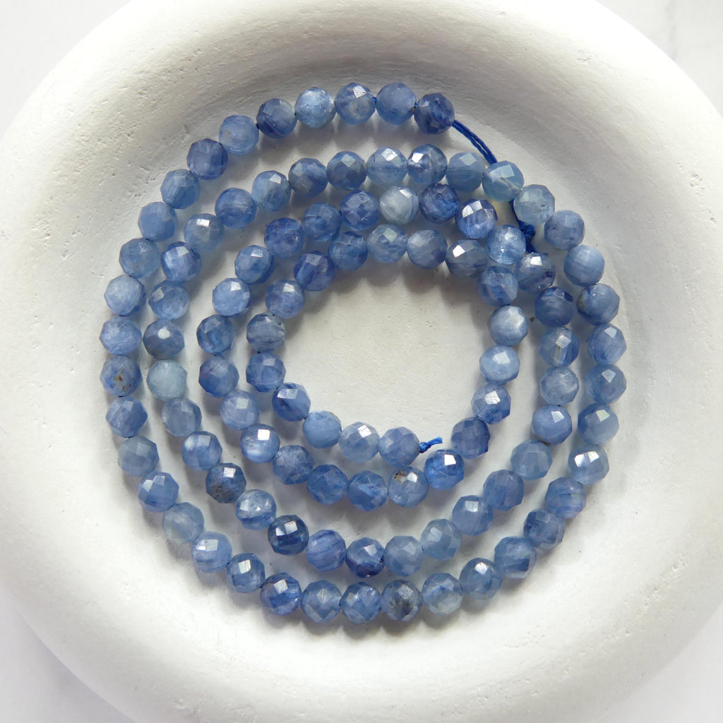 4mm Natural Blue Kyanite Beads Faceted Beads 15" AAA Kyanite Gemstone Beads Crystal Beading Crafter Gift DIY Jewelry Making