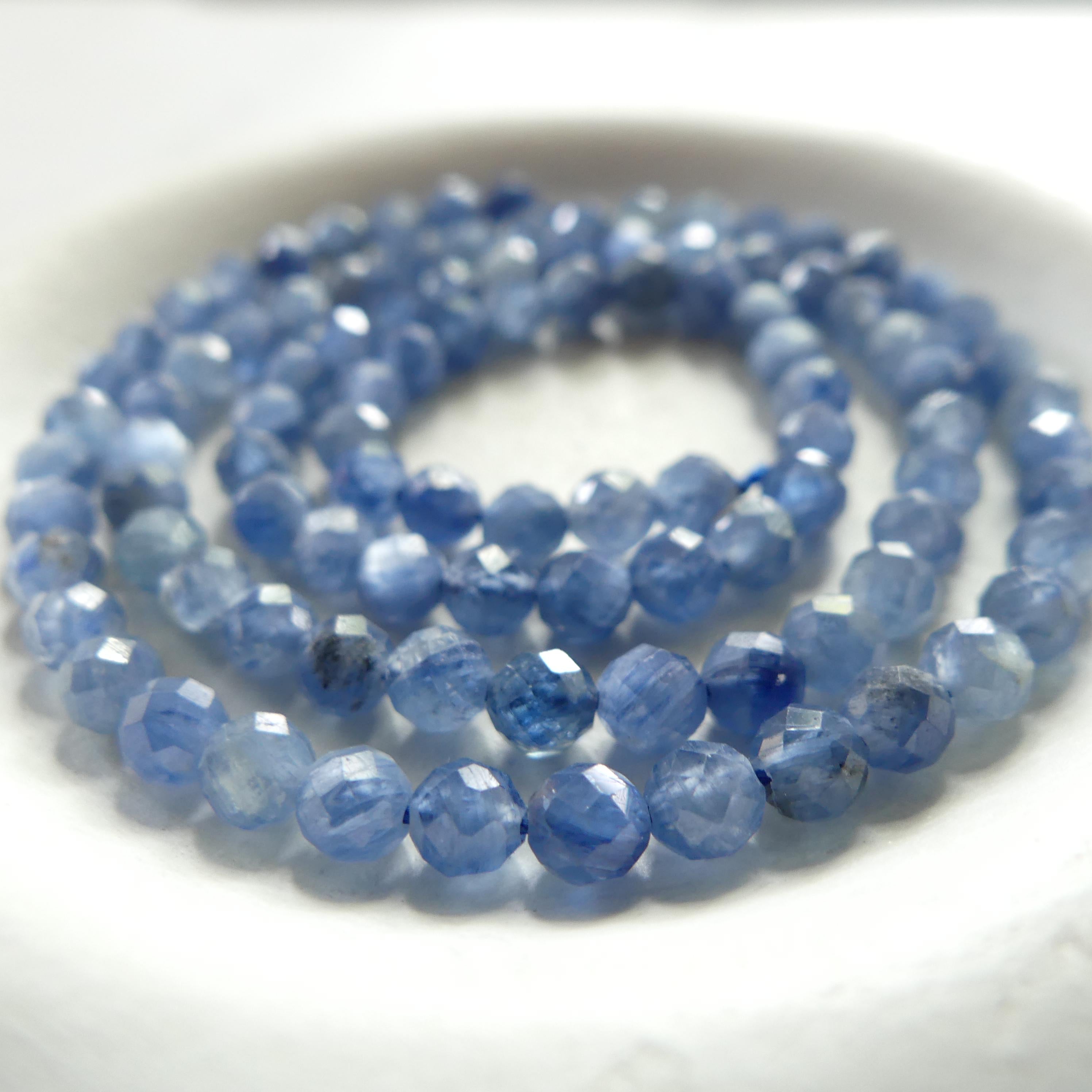 4mm Natural Blue Kyanite Beads Faceted Beads 15" AAA Kyanite Gemstone Beads Crystal Beading Crafter Gift DIY Jewelry Making