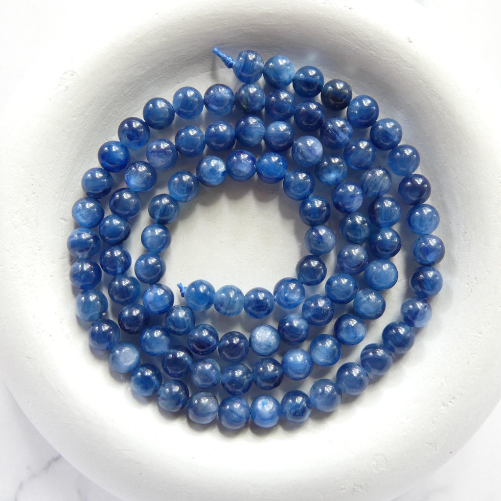 4mm Natural Blue Kyanite Beads Smooth Beads 15" AAA Kyanite Gemstone Beads Crystal Beading Crafter Gift DIY Jewelry Making