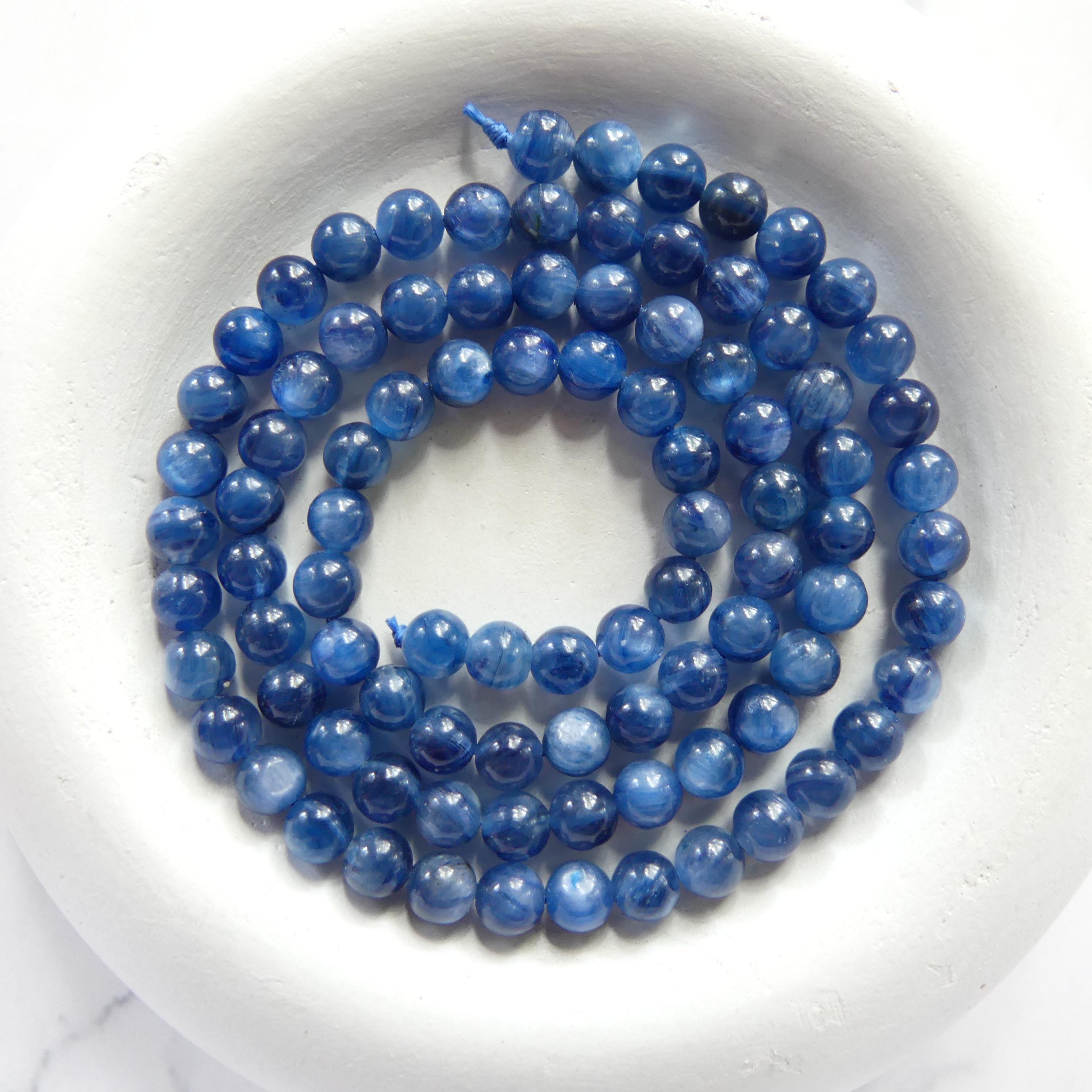 4mm Natural Blue Kyanite Beads Smooth Beads 15" AAA Kyanite Gemstone Beads Crystal Beading Crafter Gift DIY Jewelry Making
