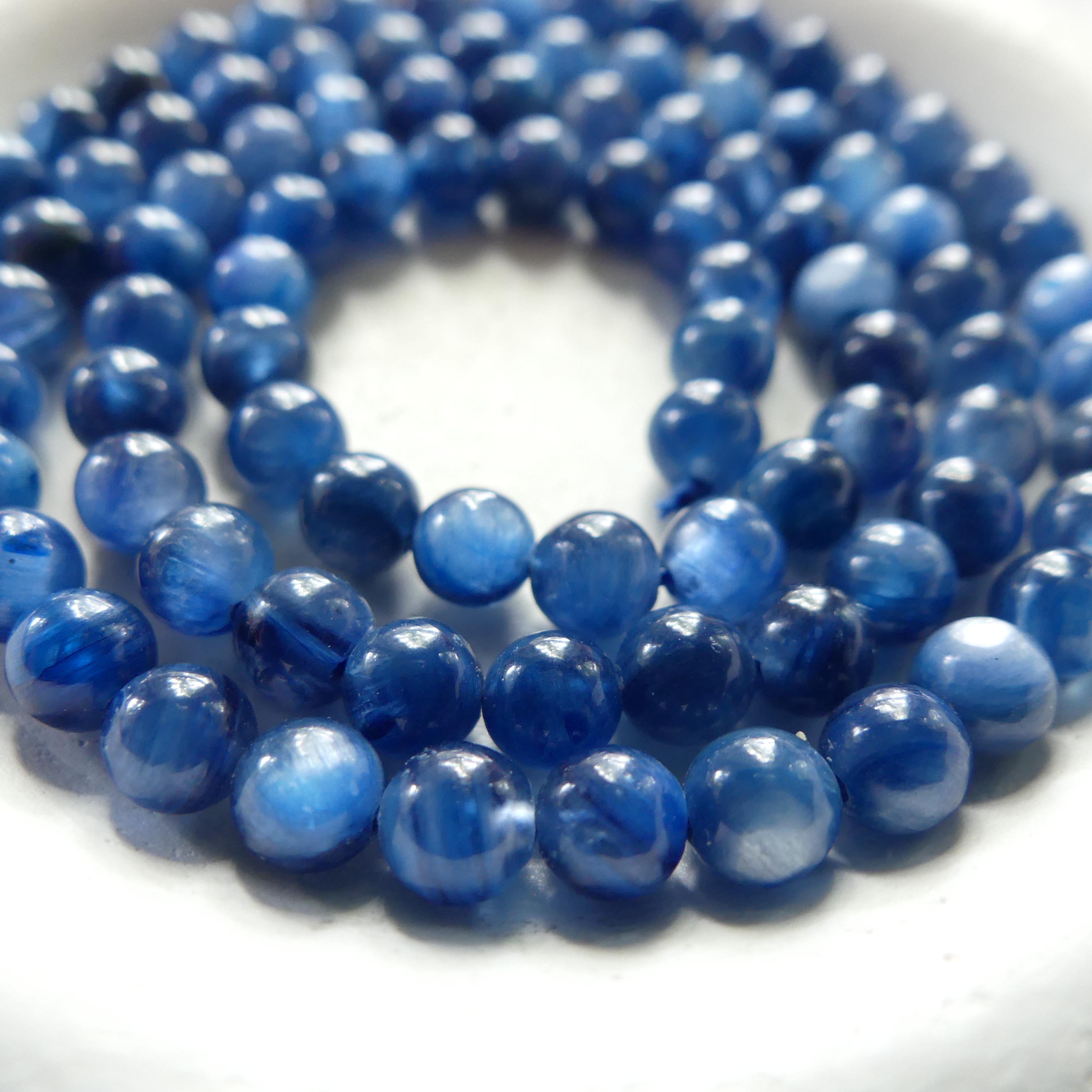 4mm Natural Blue Kyanite Beads Smooth Beads 15" AAA Kyanite Gemstone Beads Crystal Beading Crafter Gift DIY Jewelry Making
