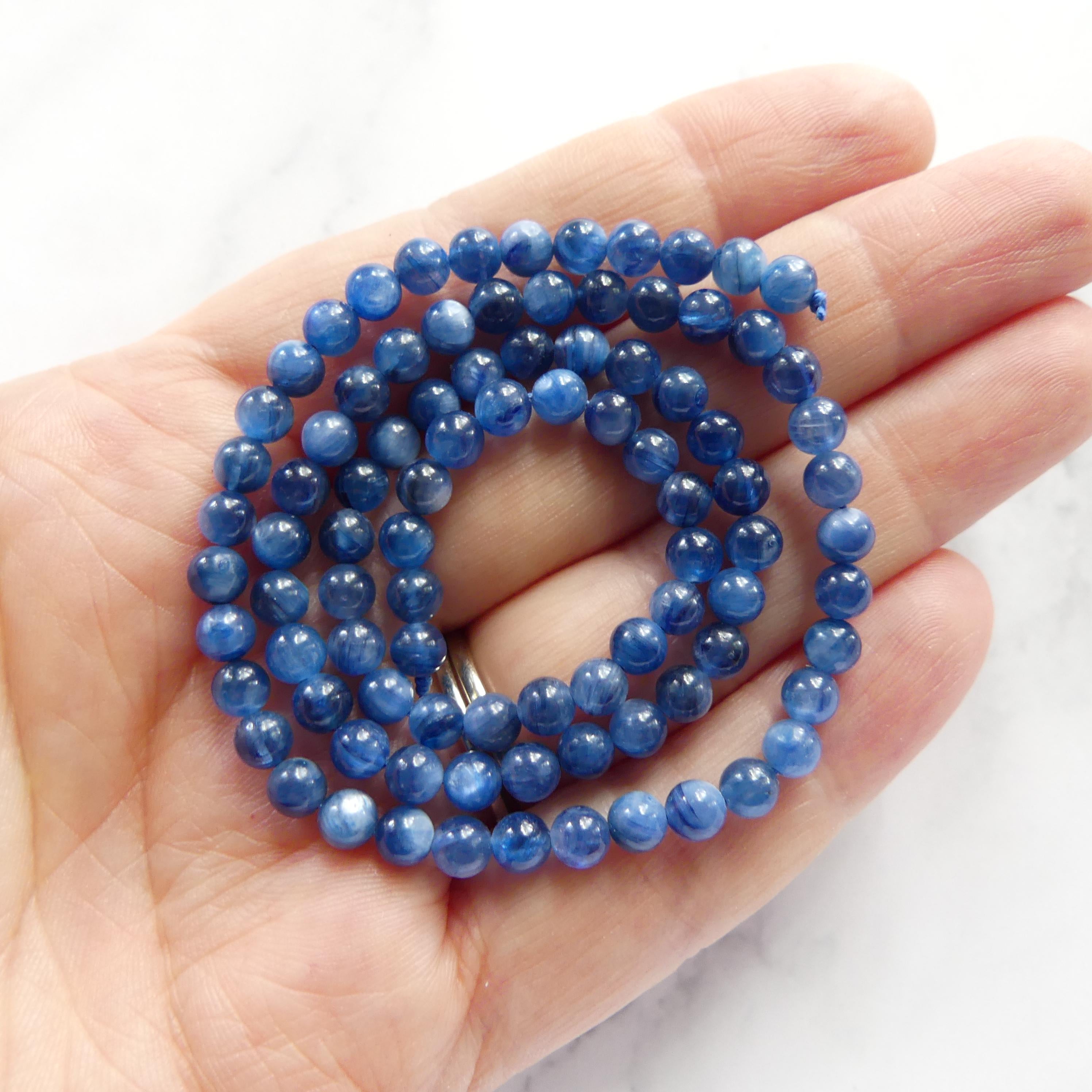 4mm Natural Blue Kyanite Beads Smooth Beads 15" AAA Kyanite Gemstone Beads Crystal Beading Crafter Gift DIY Jewelry Making