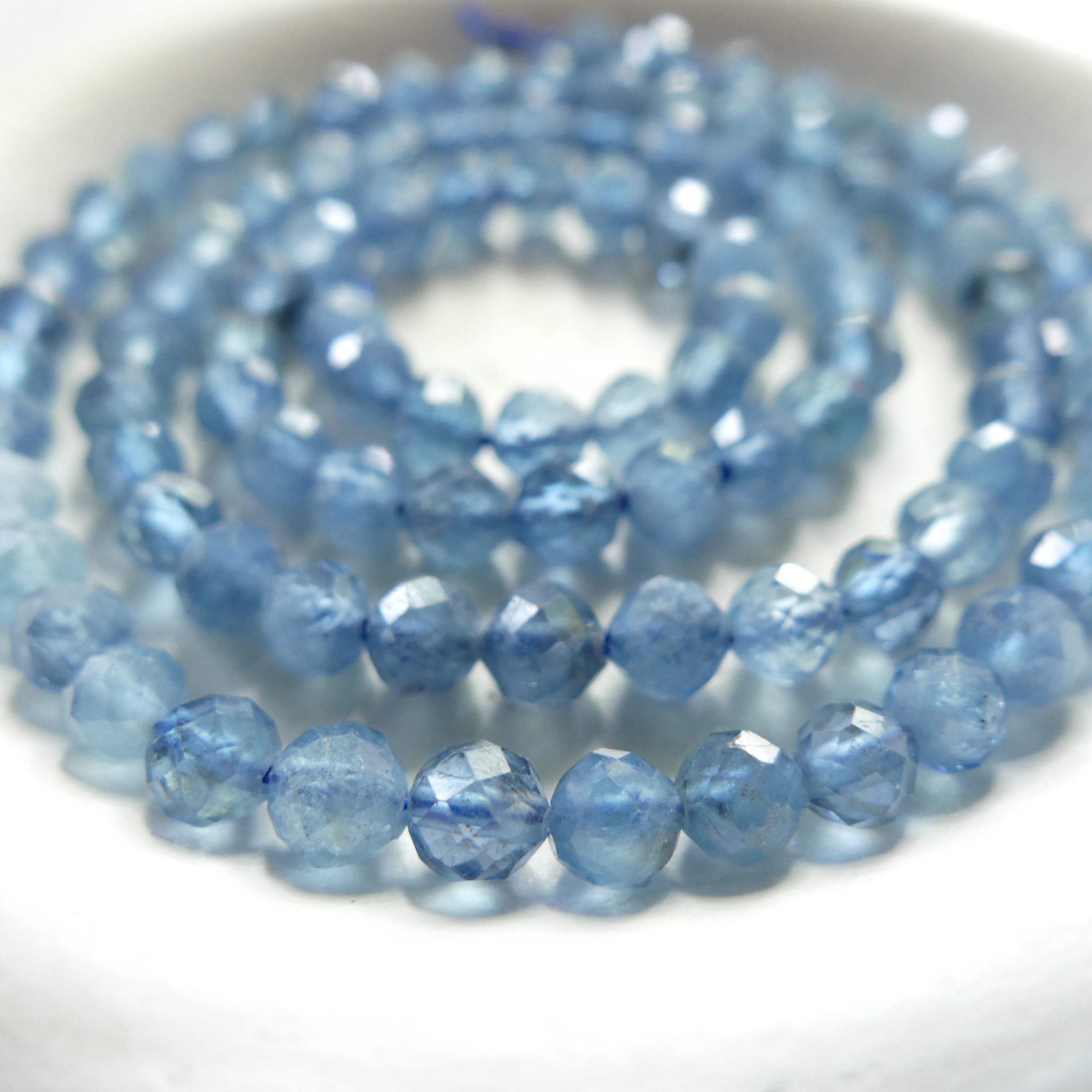 4mm Santa Maria Aquamarine Beads Faceted 15" Natural Genuine Gemstone Beads for Jewelry Making Beading Craft Gift Beads March Birthstone
