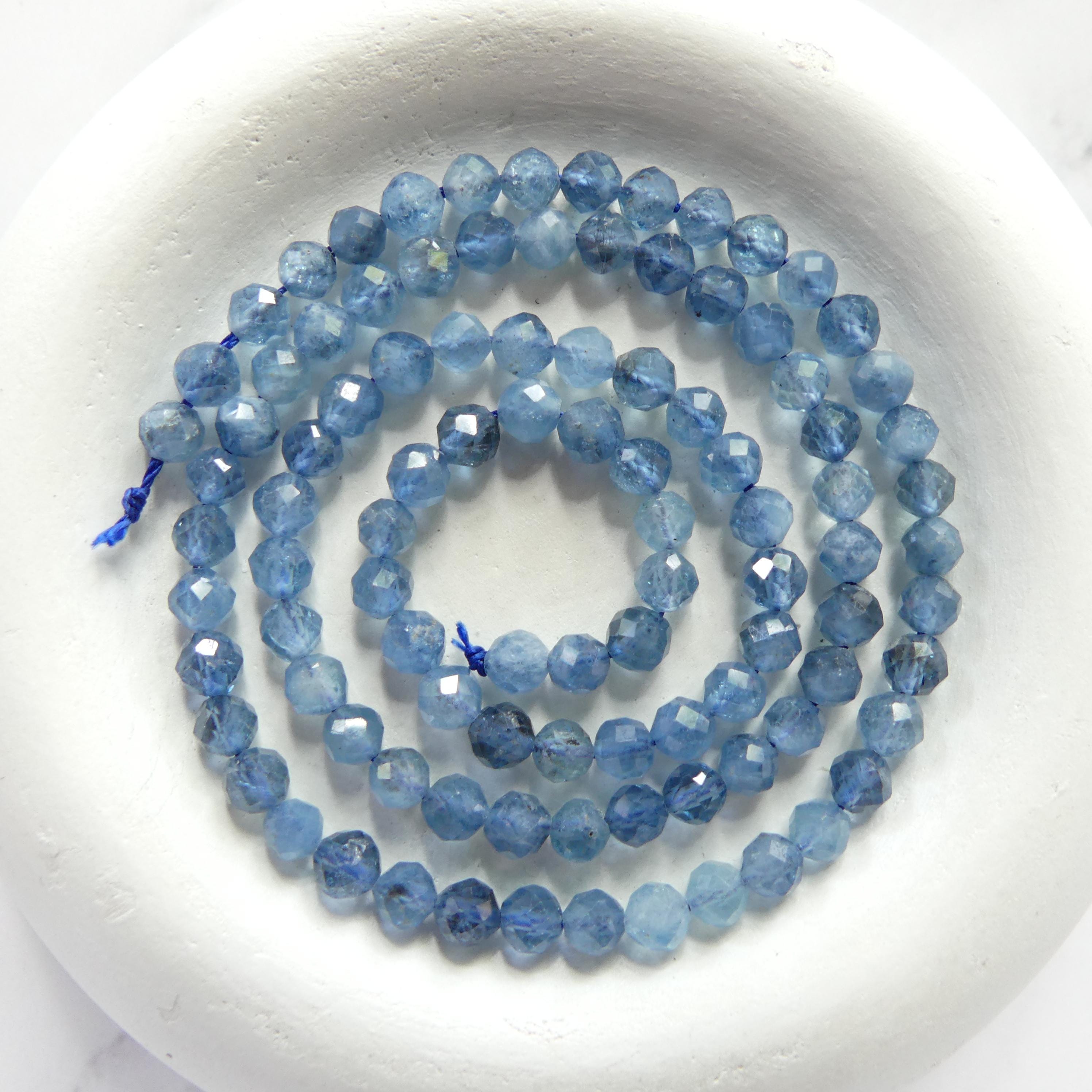 4mm Santa Maria Aquamarine Beads Faceted 15" Natural Genuine Gemstone Beads for Jewelry Making Beading Craft Gift Beads March Birthstone