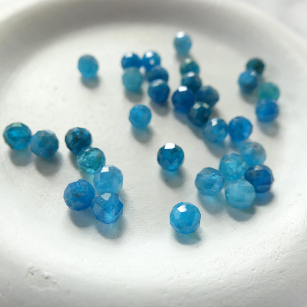 4mm Neon Apatite Faceted Beads 15" Genuine Gemstone Beads for Jewelry Making Beading Craft Gift Beads Blue Crystal