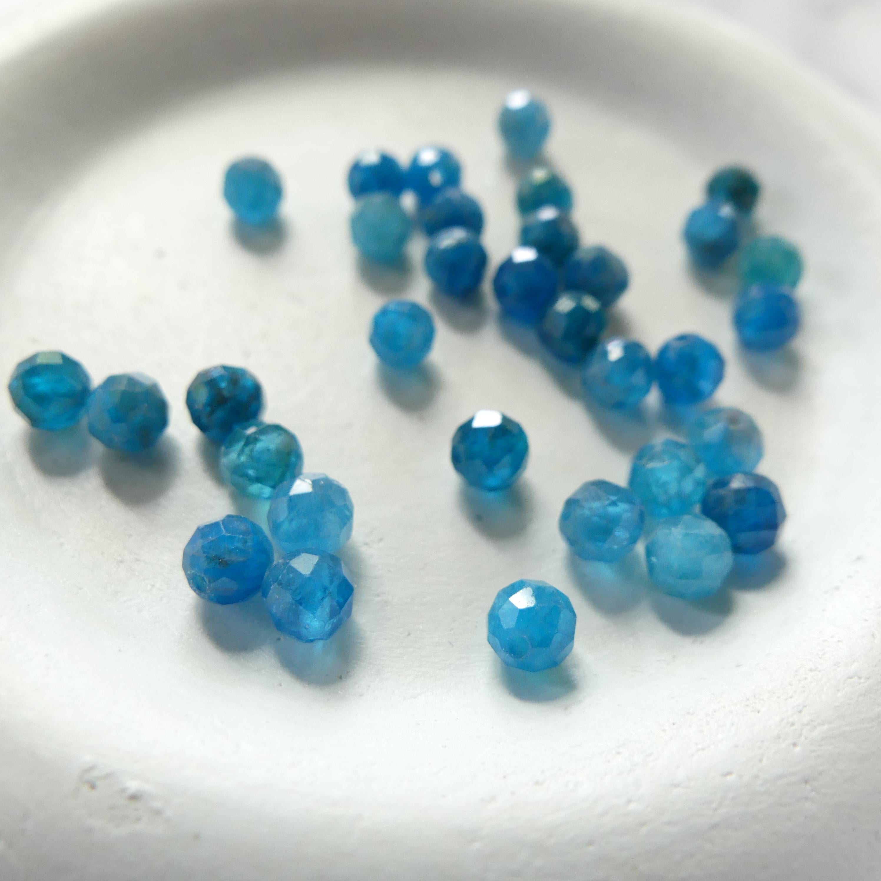 4mm Neon Apatite Faceted Beads 15" Genuine Gemstone Beads for Jewelry Making Beading Craft Gift Beads Blue Crystal
