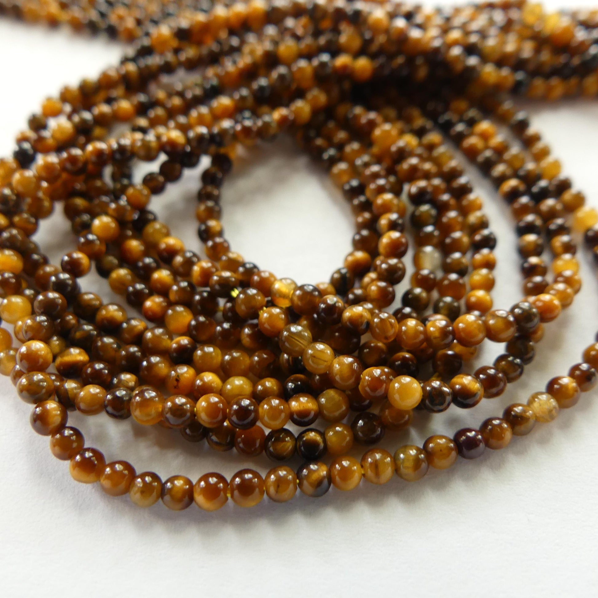 2mm Tiger's Eye Beads Smooth AAA Tigers Eye Genuine Tiny Beads 15" Gemstone Beads for Jewelry Making Beading Craft Gift Seed Beads Brown