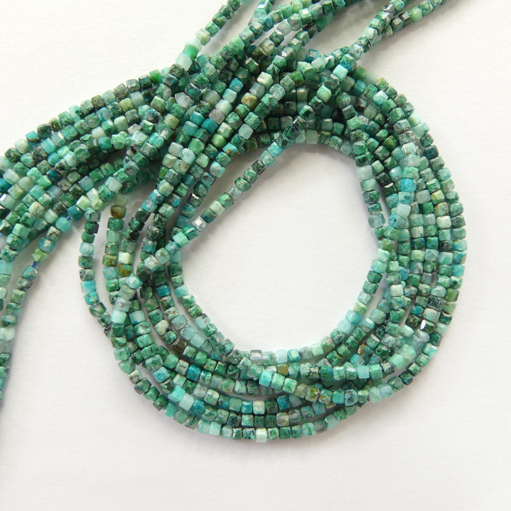 2mm Rare Malacholla Beads Cube Faceted 15" Malachite Bead Chrysocolla Gemstone Beads for Jewelry Making Beading Gift Crafter