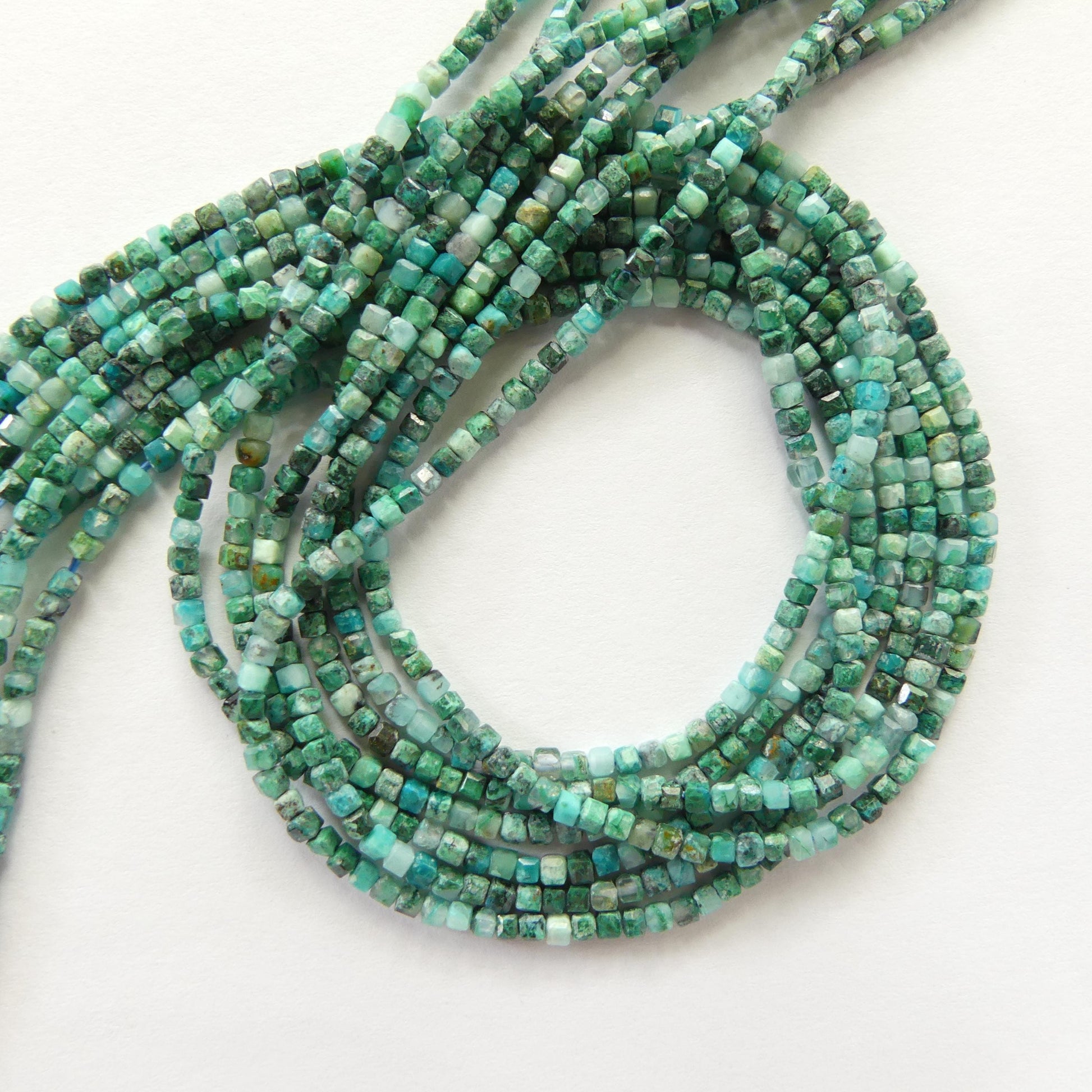 2mm Rare Malacholla Beads Cube Faceted 15" Malachite Bead Chrysocolla Gemstone Beads for Jewelry Making Beading Gift Crafter