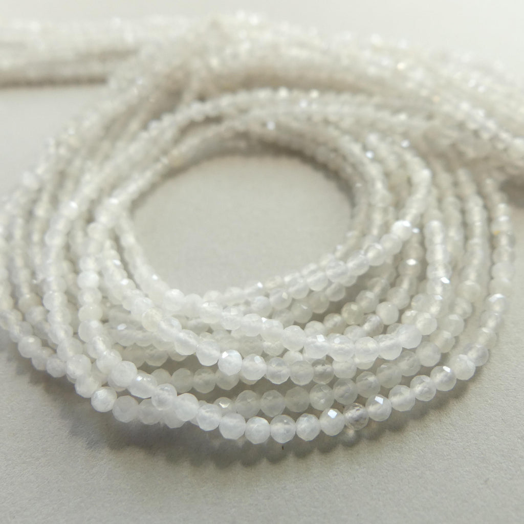 2mm White Moonstone Faceted Beads 15" Gemstone Beads Beading Crafter Gift June Birthstone DIY Jewelry Seed Beads