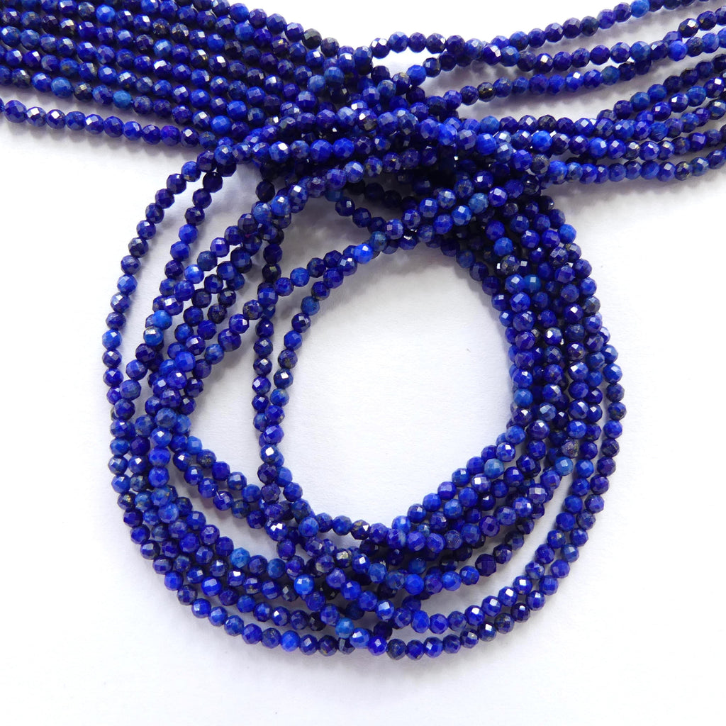 2mm AAA Lapis Lazuli Faceted Beads 15" Selected Blue Gemstone Beads for Jewelry Making Beading Craft Gift Beads