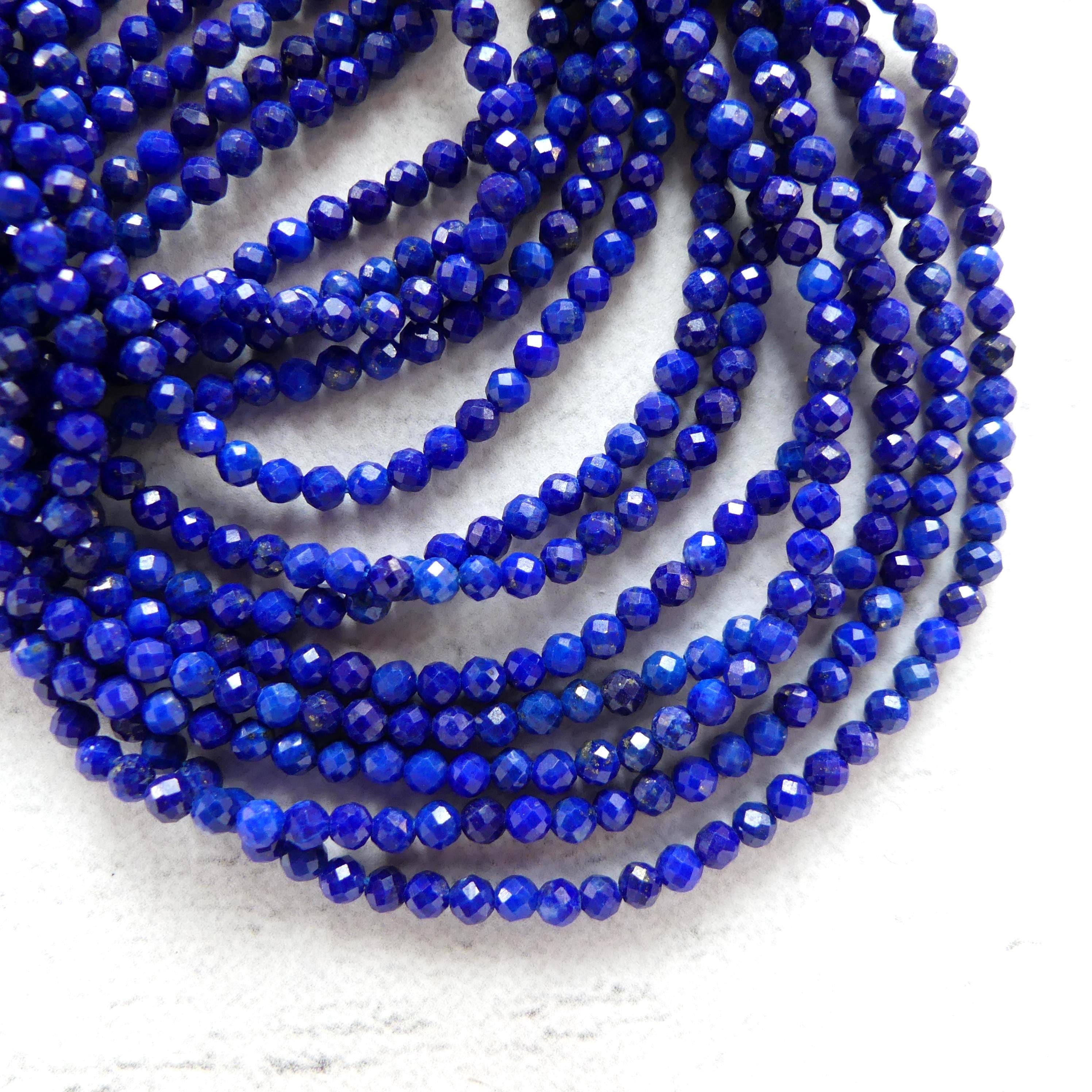 2mm AAA Lapis Lazuli Faceted Beads 15" Selected Blue Gemstone Beads for Jewelry Making Beading Craft Gift Beads