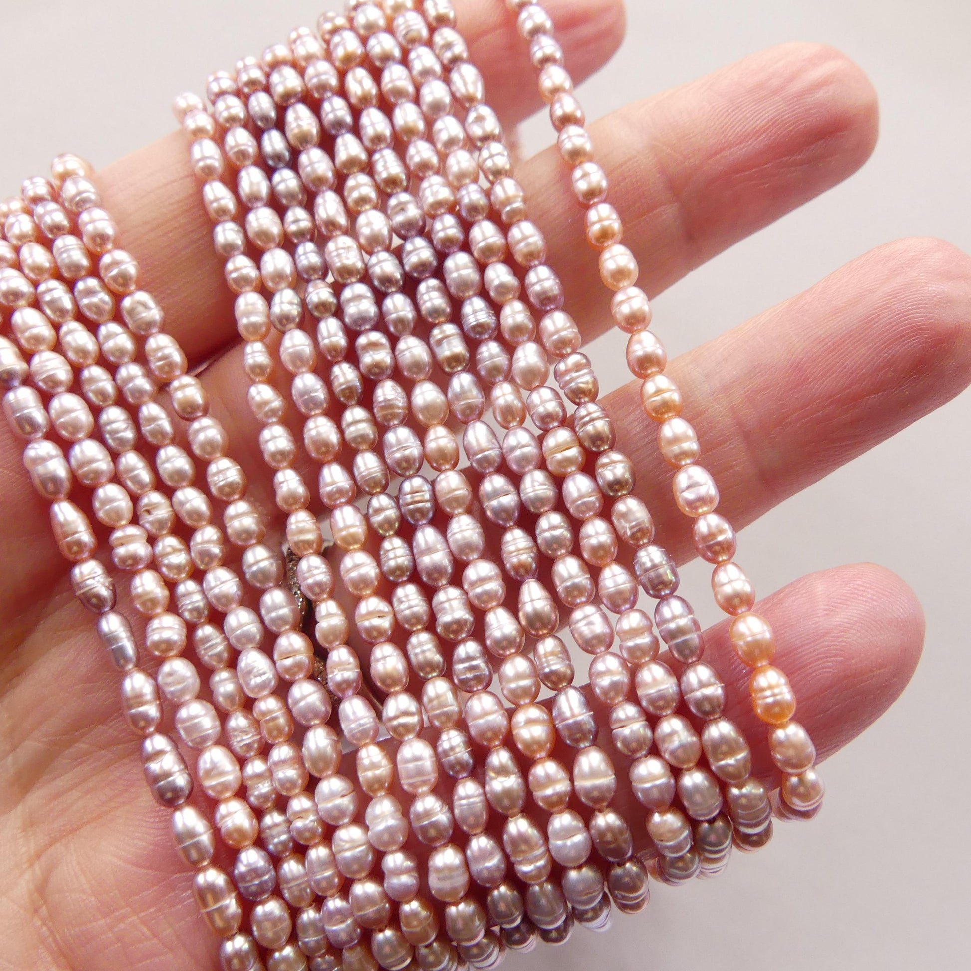 3mm Tiny Freshwater Pearl Beads Rice Shape Pearls Lavender Pink Baroque 15" Beads Beading Crafter Gift June Birthstone DIY Jewelry