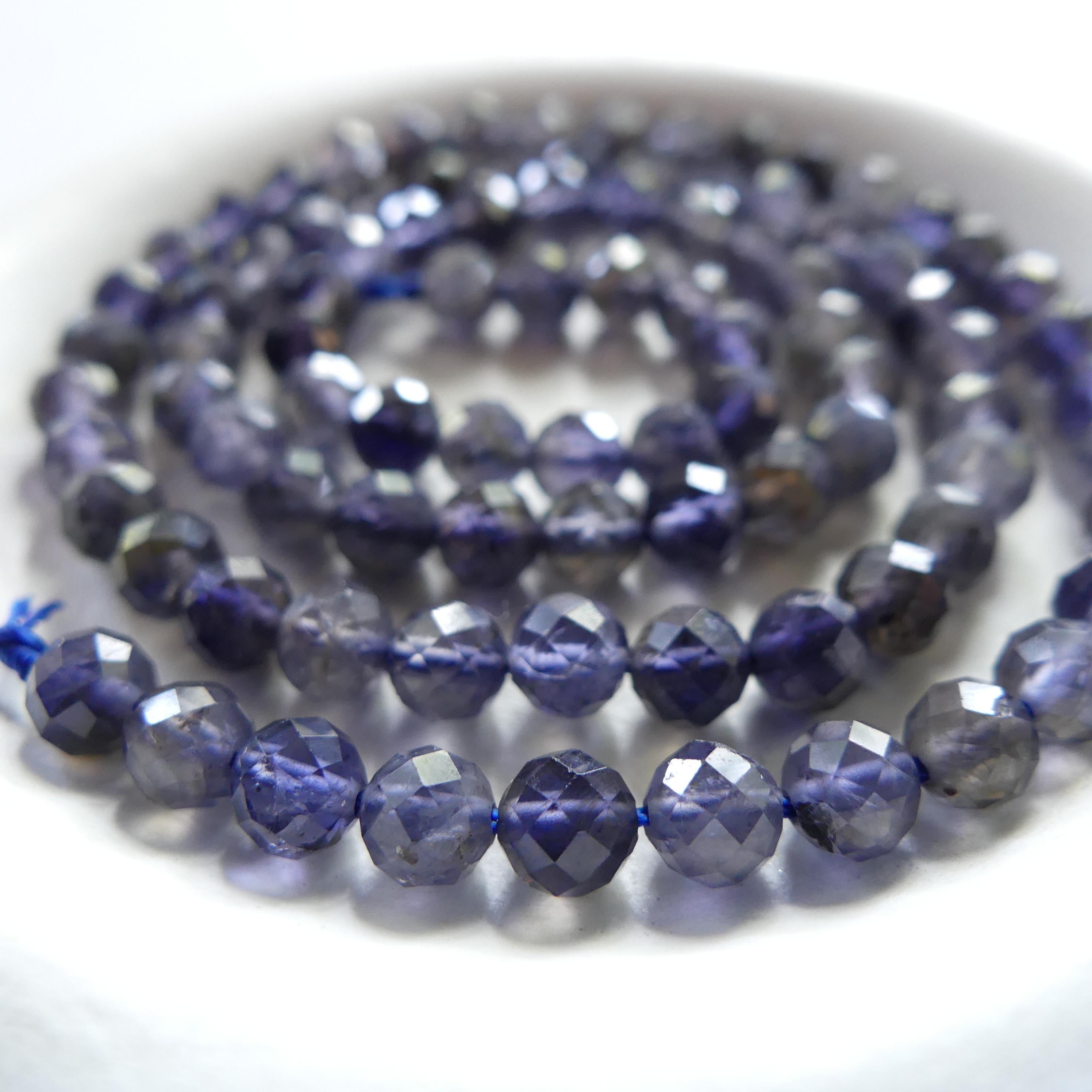 4mm 4.5mm Iolite Micro Faceted Beads Genuine Purple Blue Beads 15" Sparkly Gemstone Beads Beading Crafter Gift DIY Necklace Jewelry Making