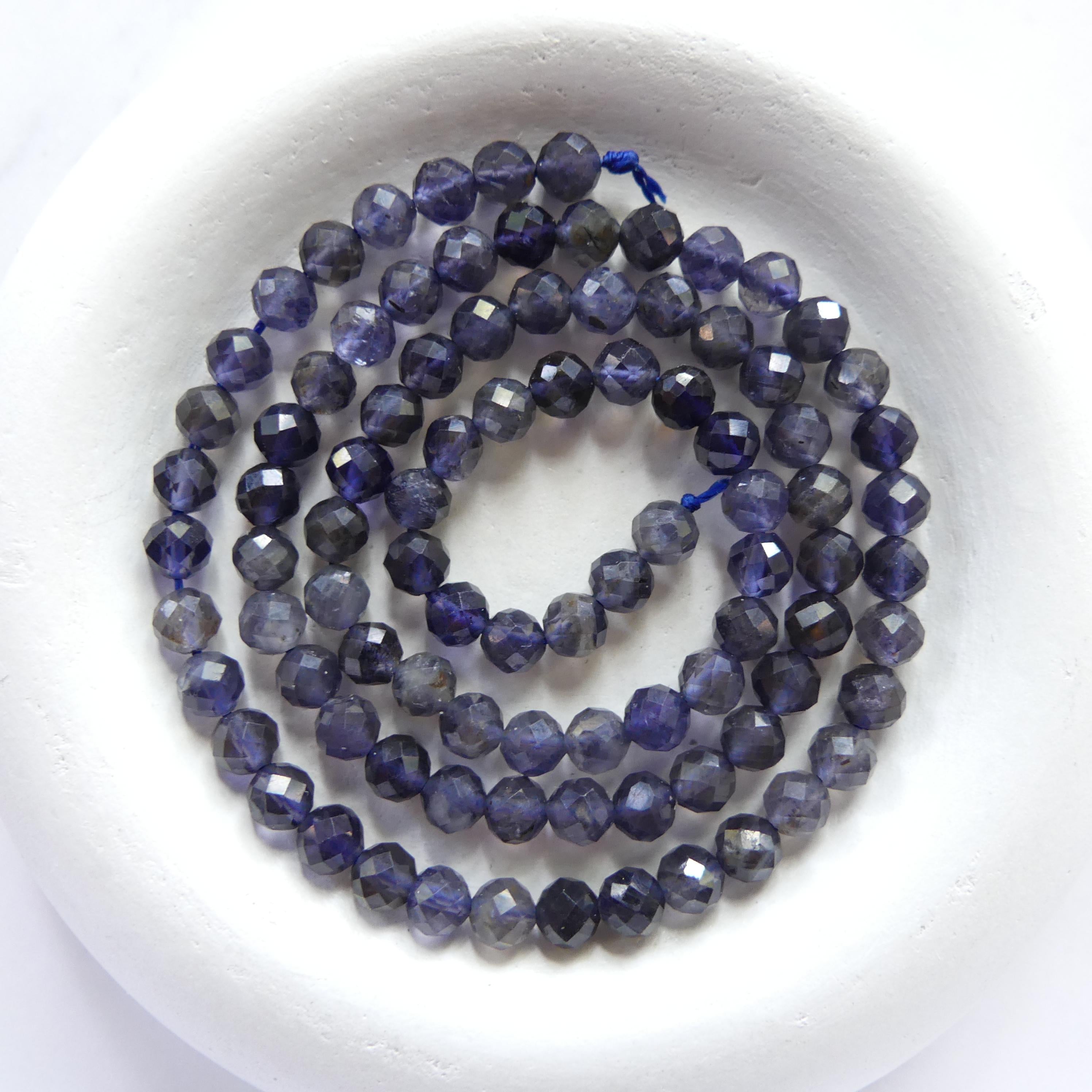 4mm 4.5mm Iolite Micro Faceted Beads Genuine Purple Blue Beads 15" Sparkly Gemstone Beads Beading Crafter Gift DIY Necklace Jewelry Making