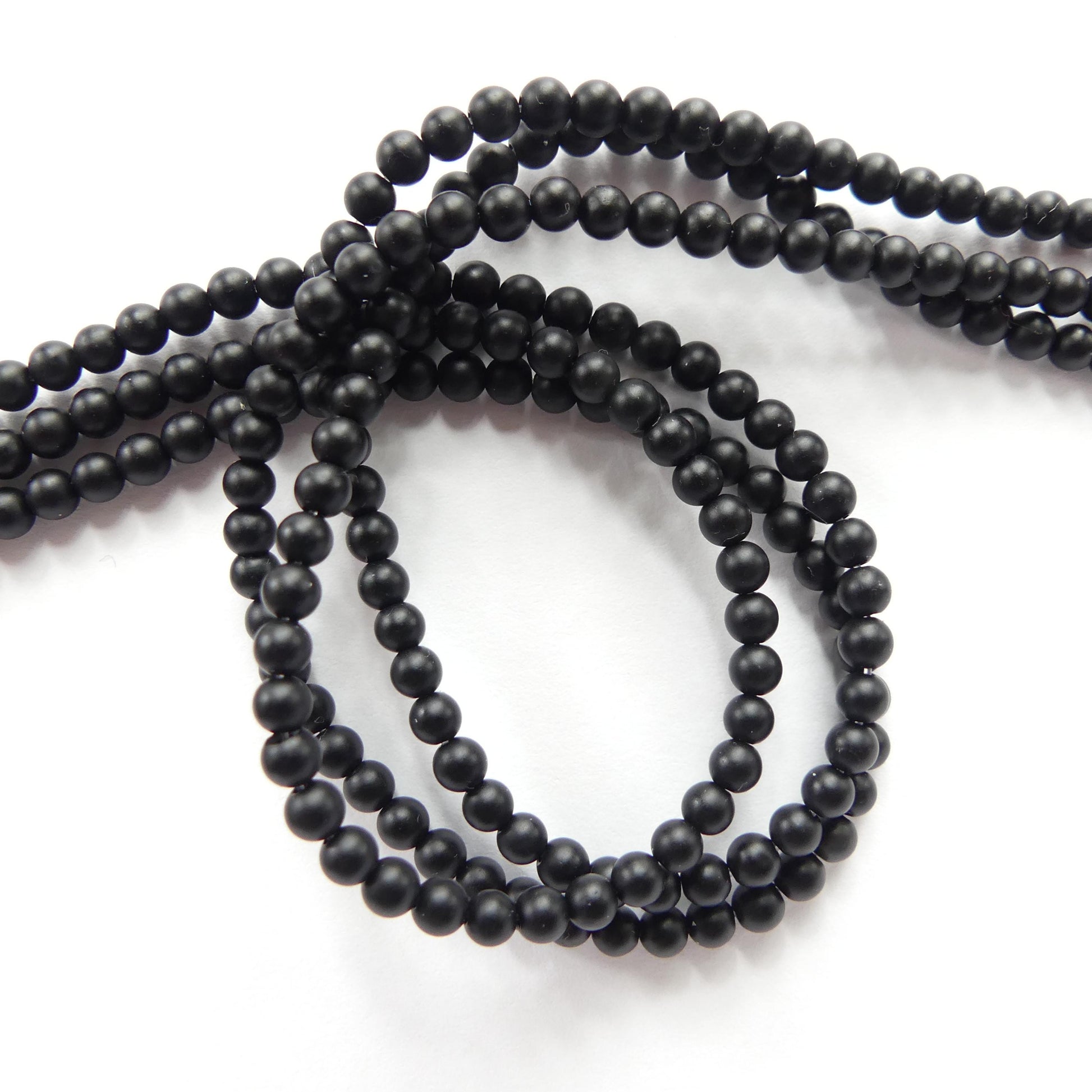 3mm 4mm Natural Black Onyx Beads Smooth Matte Onyx 15" Natural Onyx Gemstone Beads Beading Crafter Gift DIY jewelry
