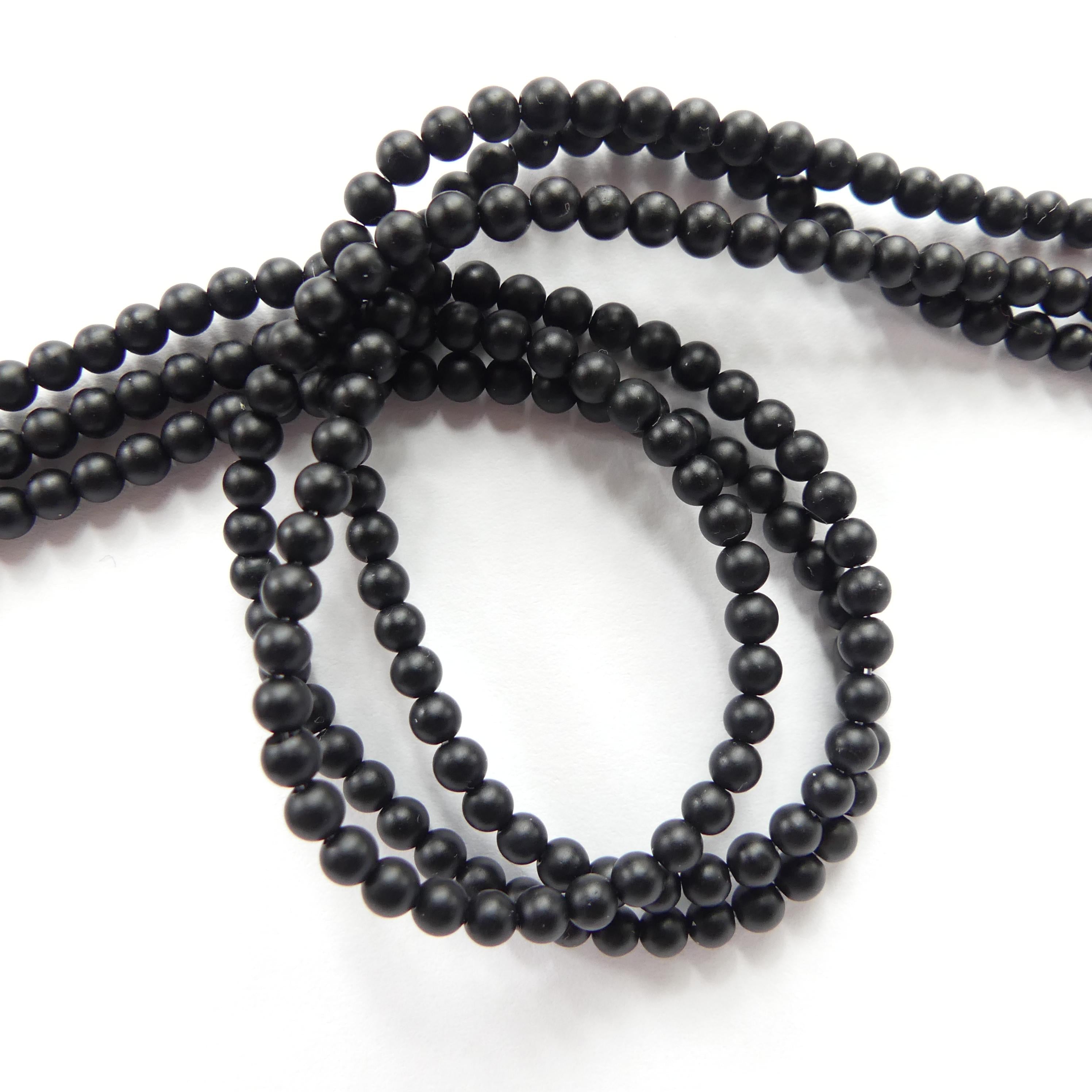 3mm 4mm Natural Black Onyx Beads Smooth Matte Onyx 15" Natural Onyx Gemstone Beads Beading Crafter Gift DIY jewelry