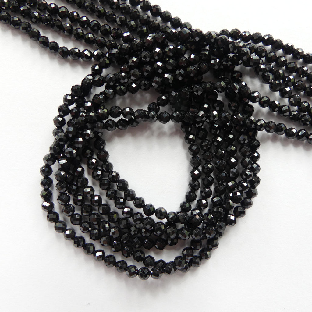 3mm Black Spinel Faceted Beads 15" Sparkly Black Stone Crystal Genuine Gemstone Beads for Jewelry Making Beading Craft Gift Beads